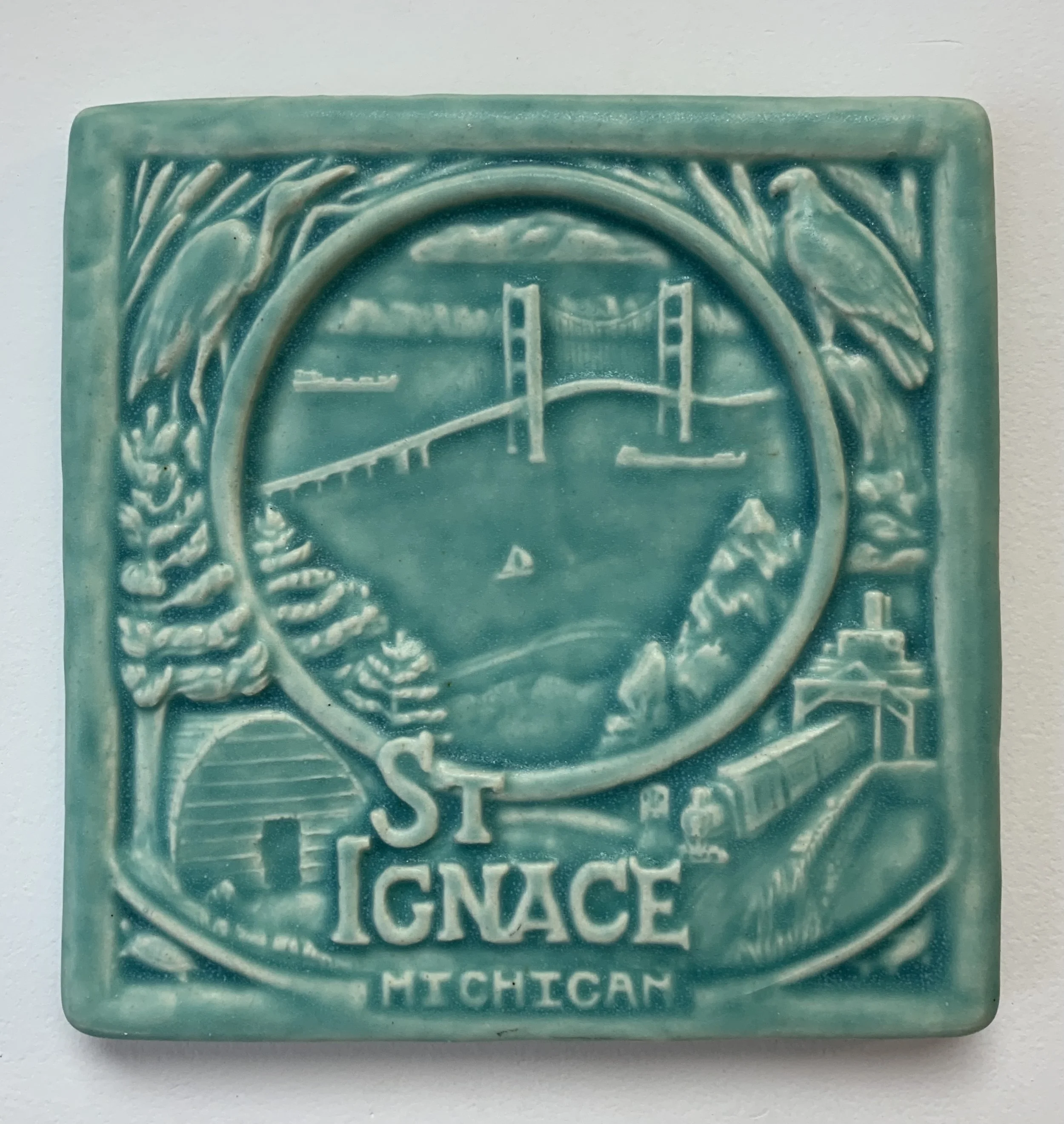 St Ignace art tile in Bermuda Aqua glaze