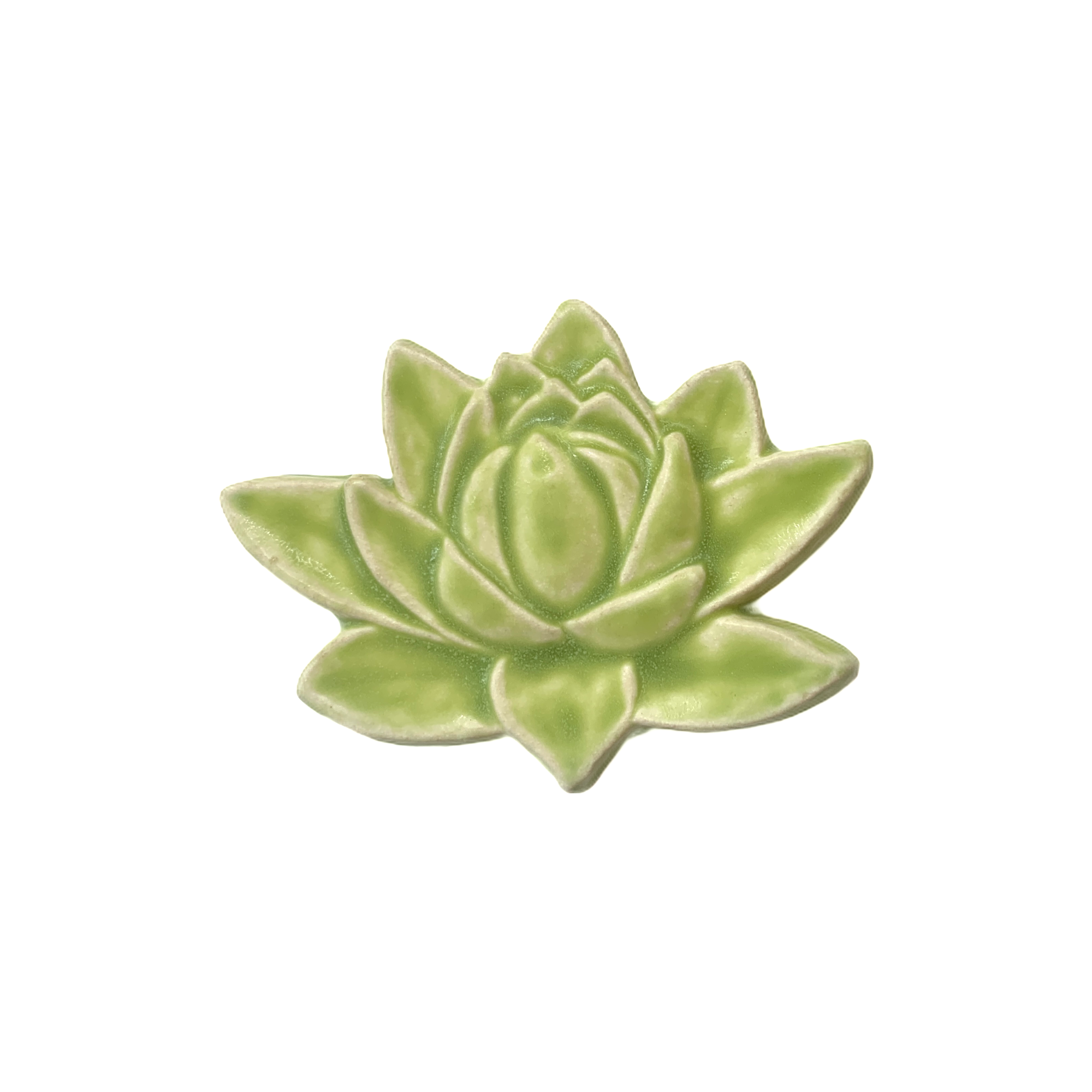 Lotus Art Tile Chartreuse glaze by Whistling Frog Tile