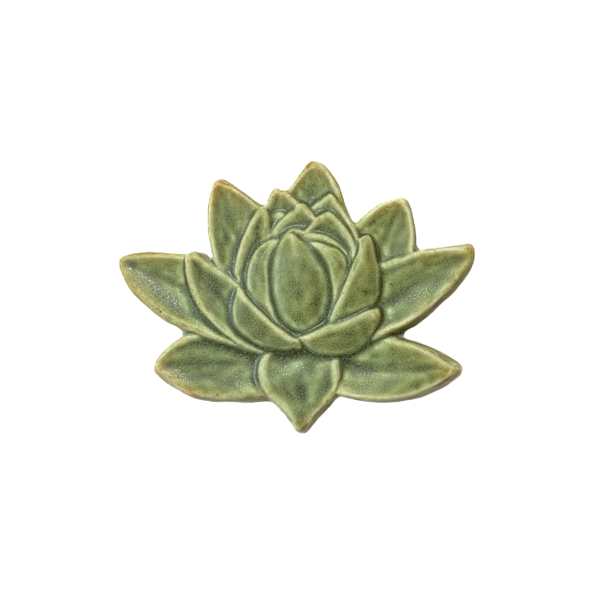 Lotus Art Tile Oak Hill Green glaze by Whistling Frog Tile