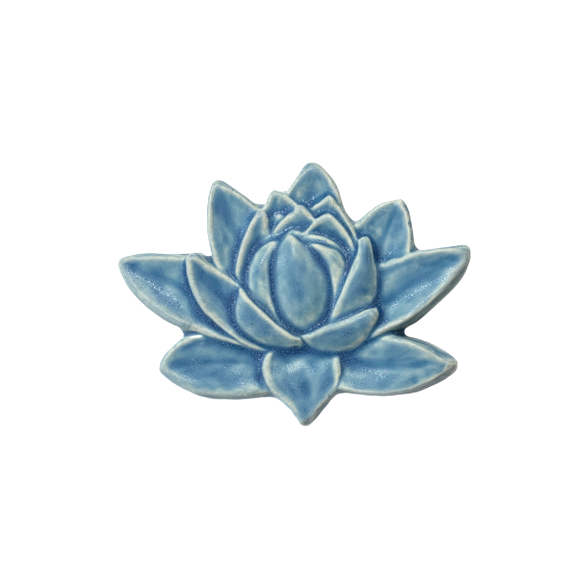 Lotus Art Tile Frashwater Blue glaze by Whistling Frog Tile