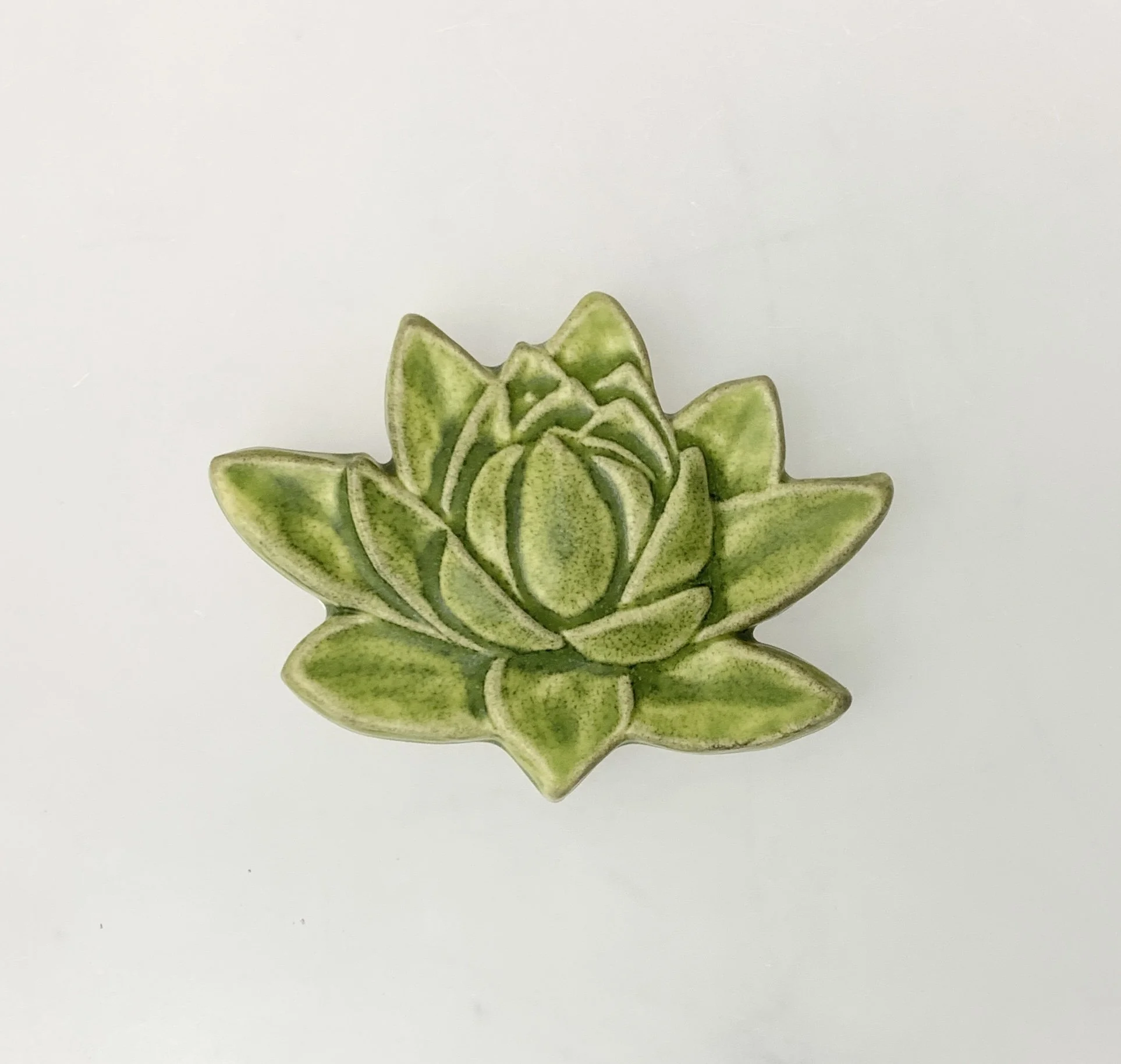 Lotus Art Tile Tree Frog Green glaze by Whistling Frog Tile
