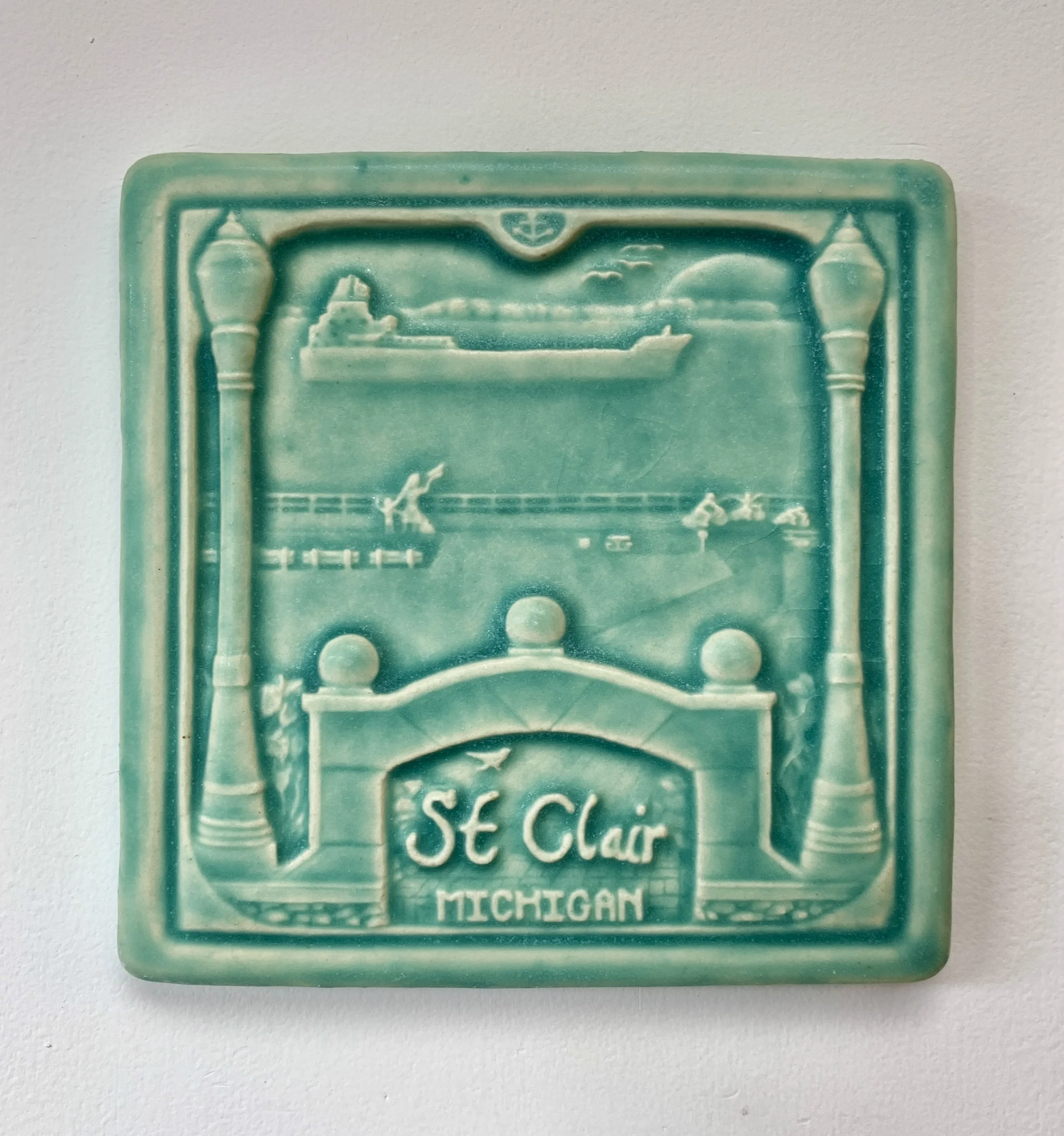 St. Clair Michigan Art Tile_Whistling Frog Tile_Bermuda Glaze_6x6 inches