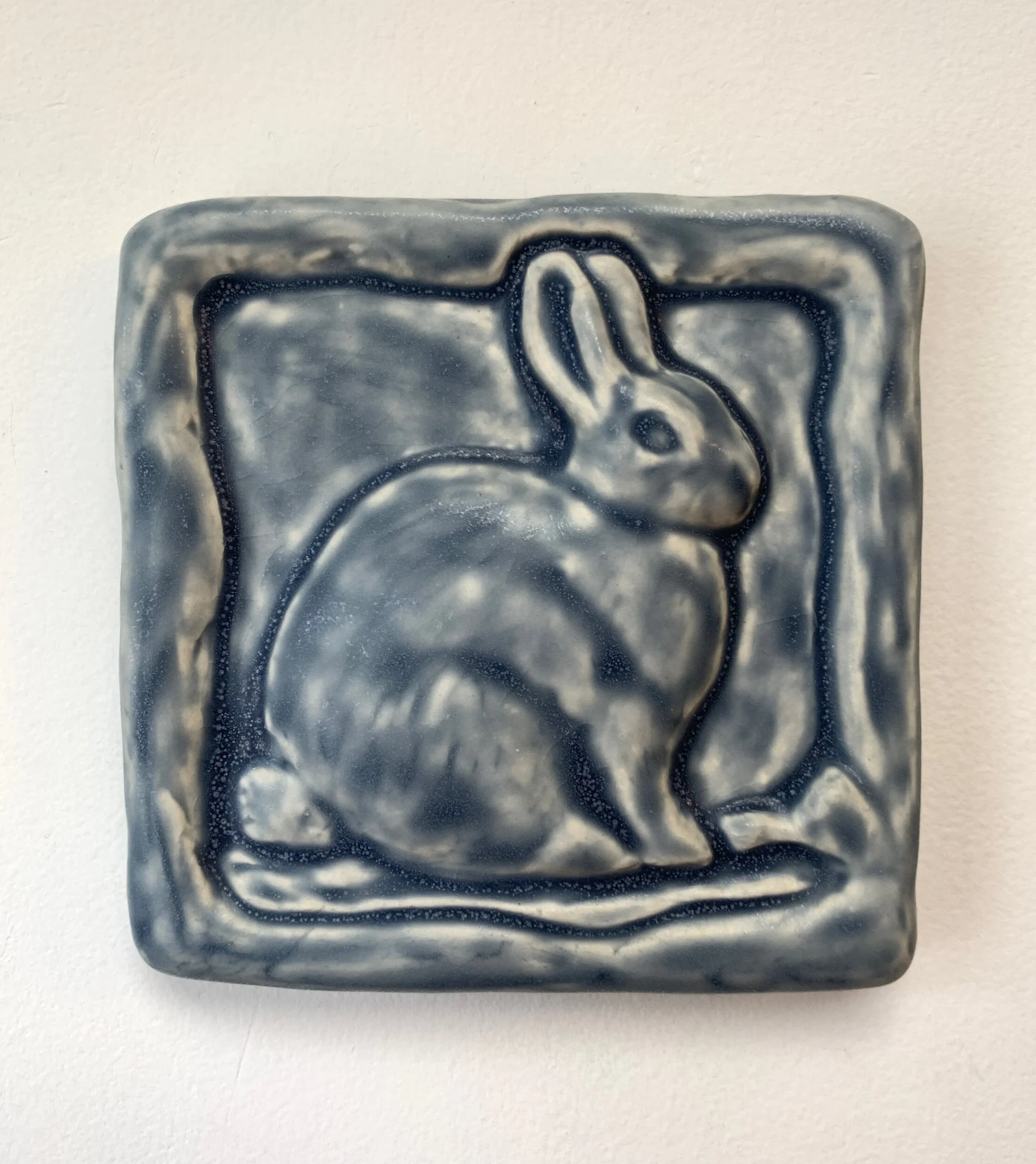 Rabbit Tile in Smoky Blue Glaze