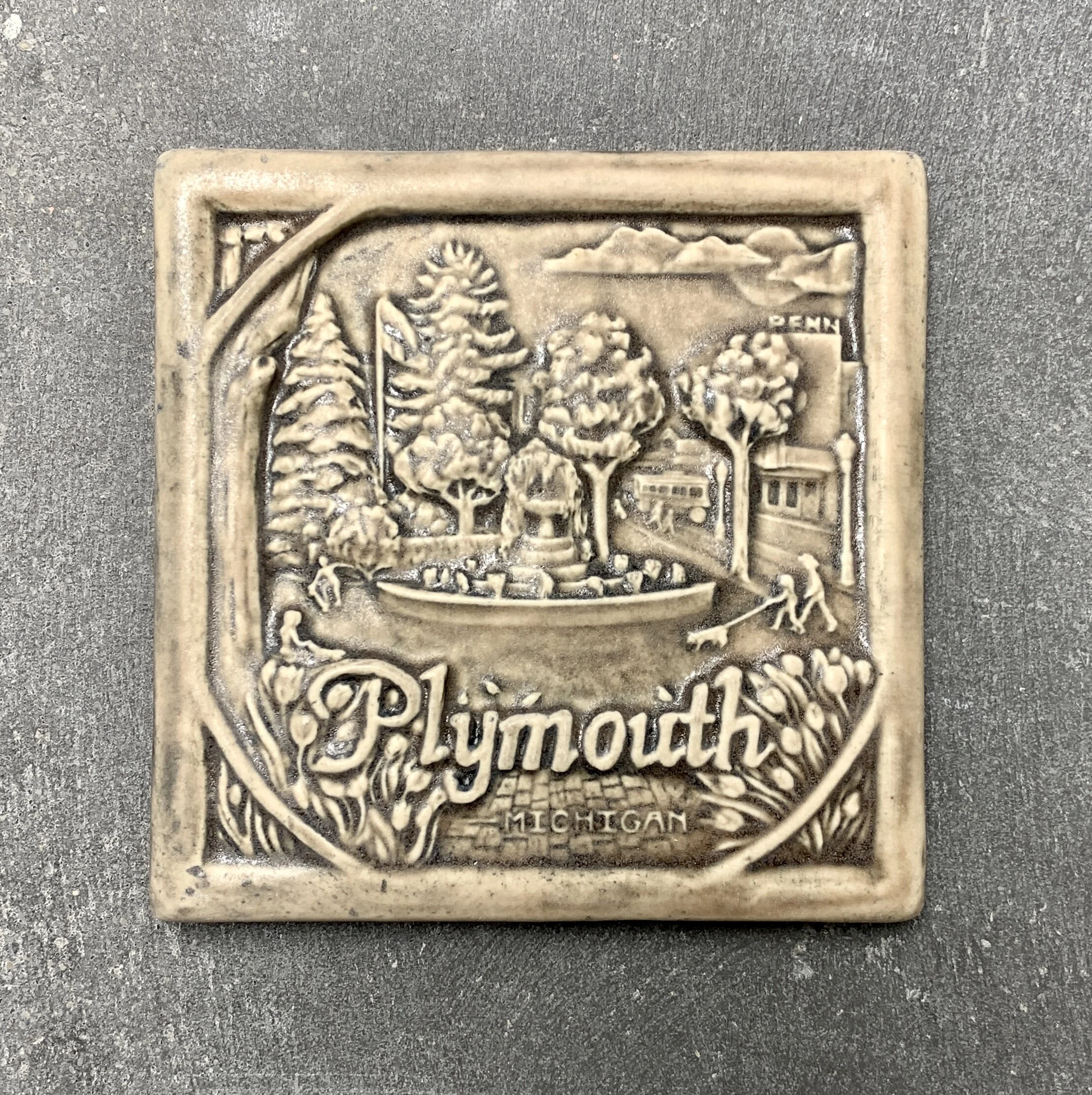 Plymouth tile in Sepia Brown glaze by Whistling Frog Tile
