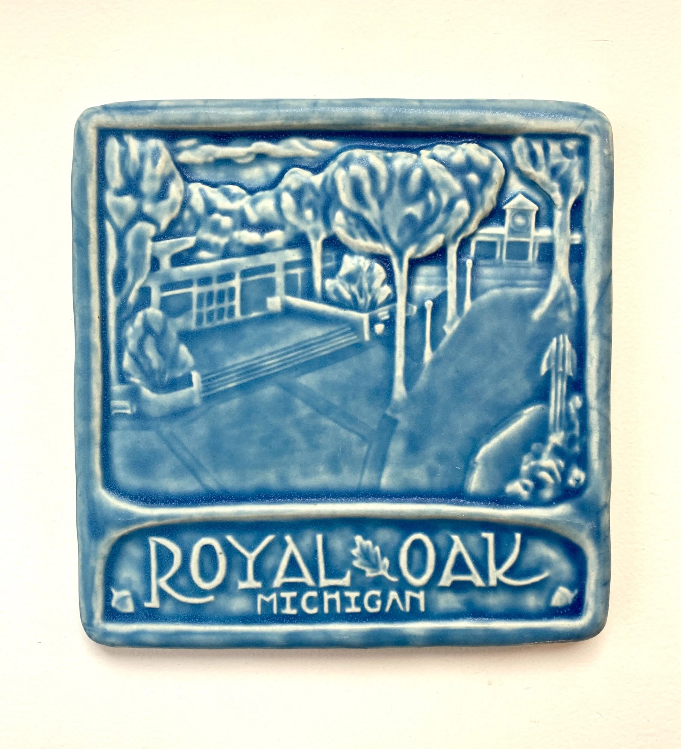 Royal Oak art tile in freshwater Blue glaze