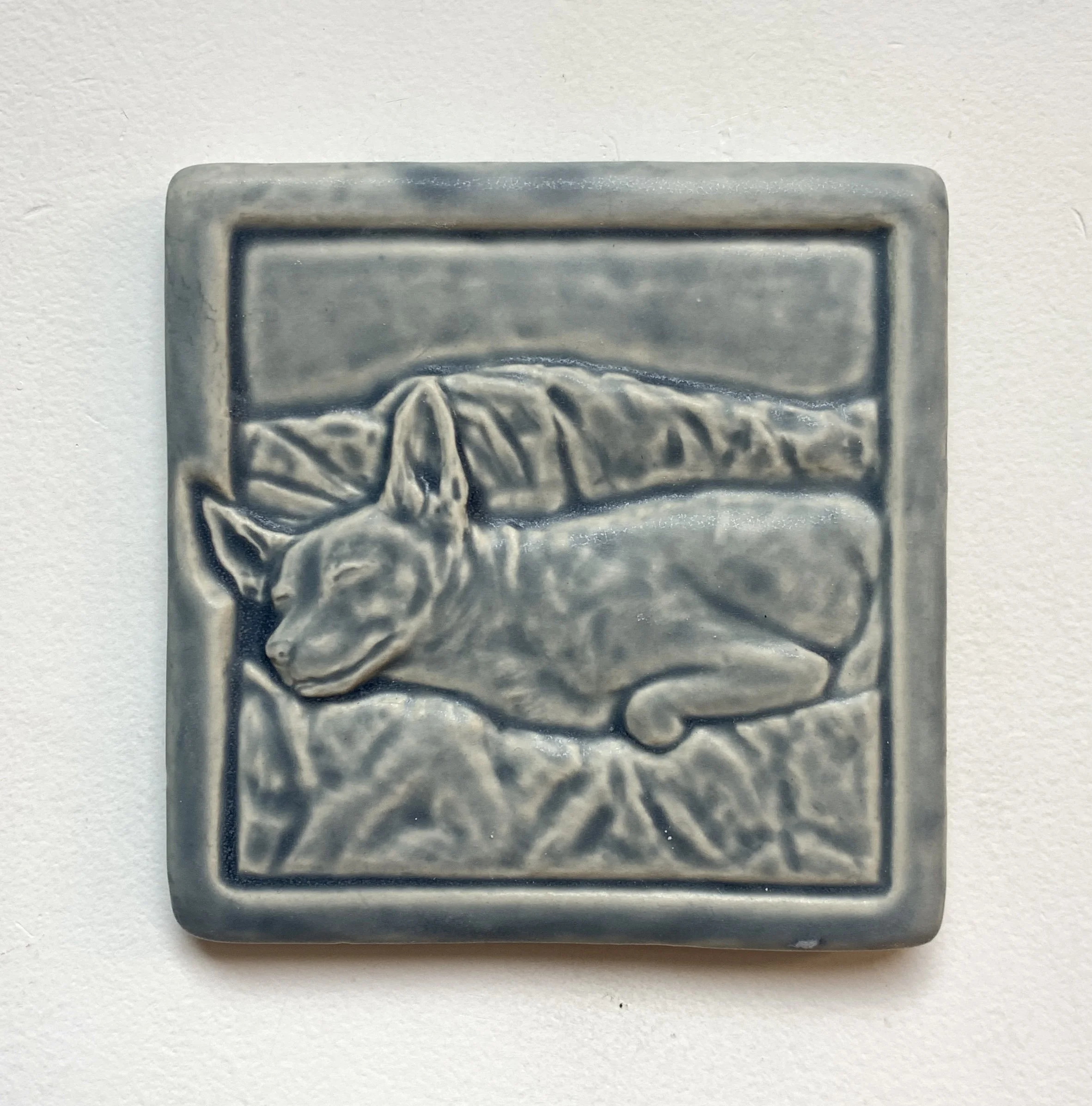 Sleeping Dog tile in Smoky Blue glaze
