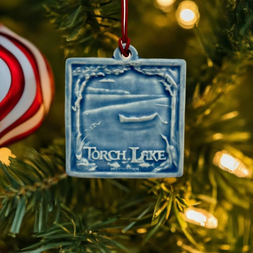 Torch Lake Ornament in Freshwater Blue glaze