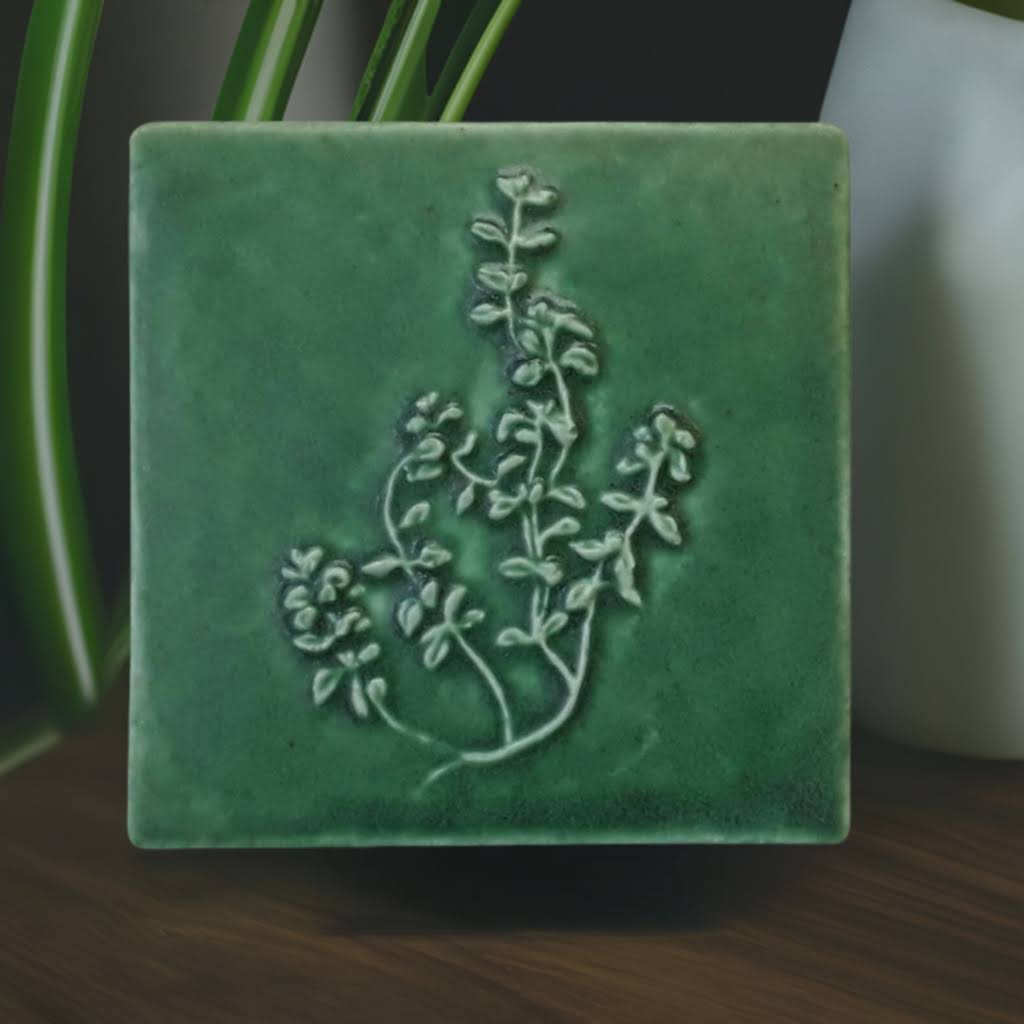 Thyme Art Tile 4x4 Leaf Green