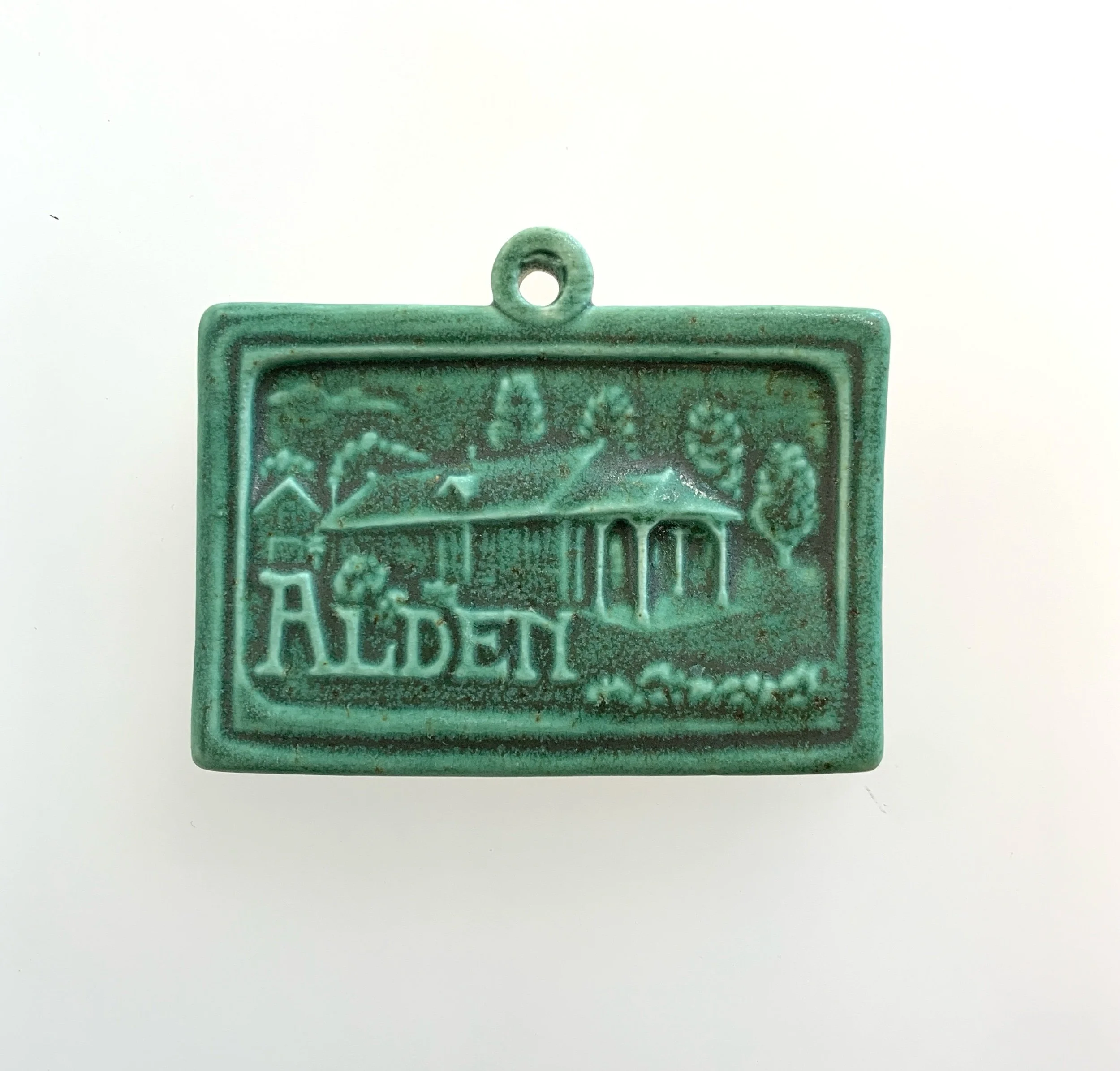 Alden Michigan Ornament in Leaf Green glaze Michigan gift Made in Michigan ceramic art