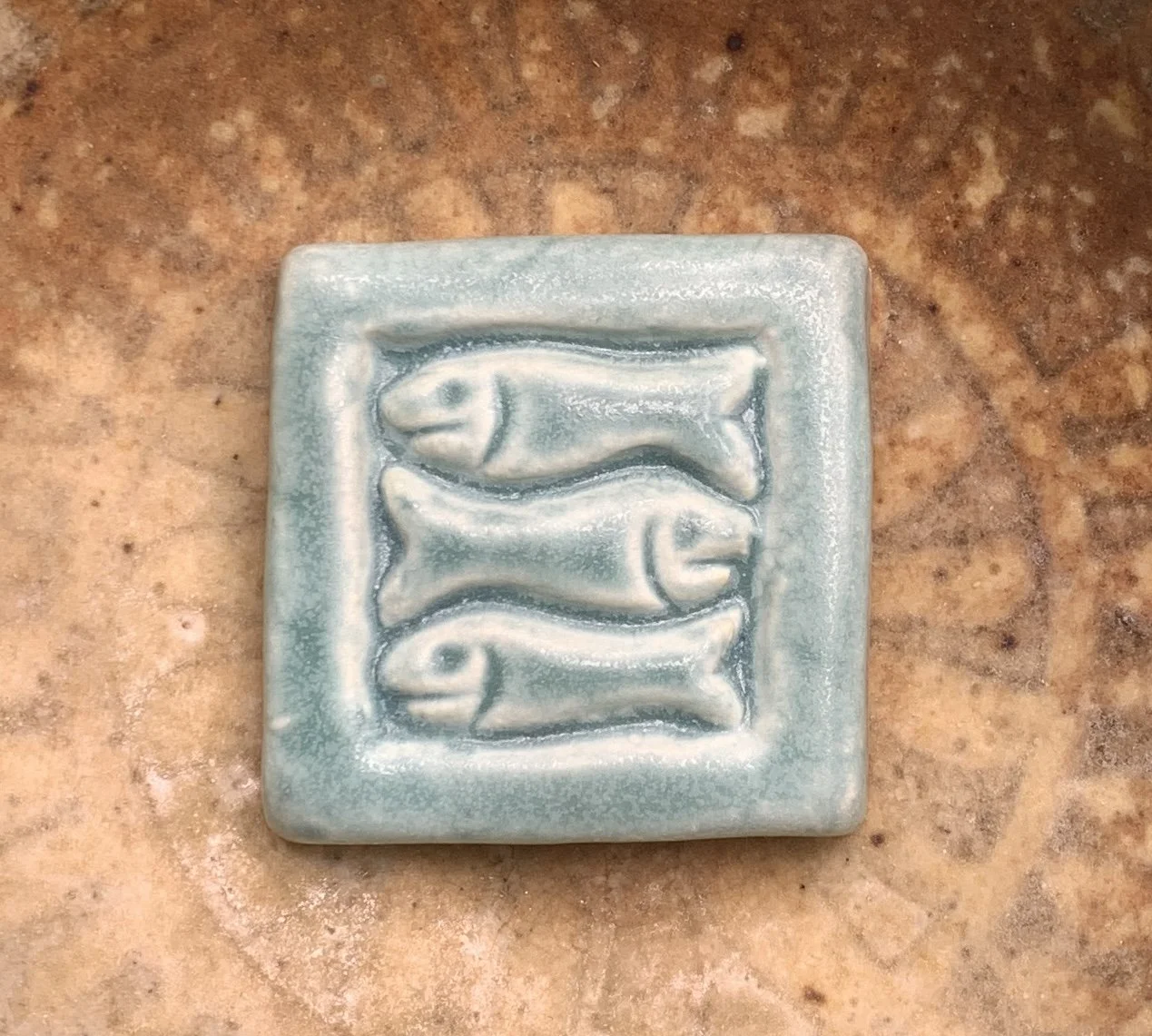 Fish tile, ceramic 2x2 fish tile, best fish tile, handmade tile, whistling frog tile, northern Michigan tile