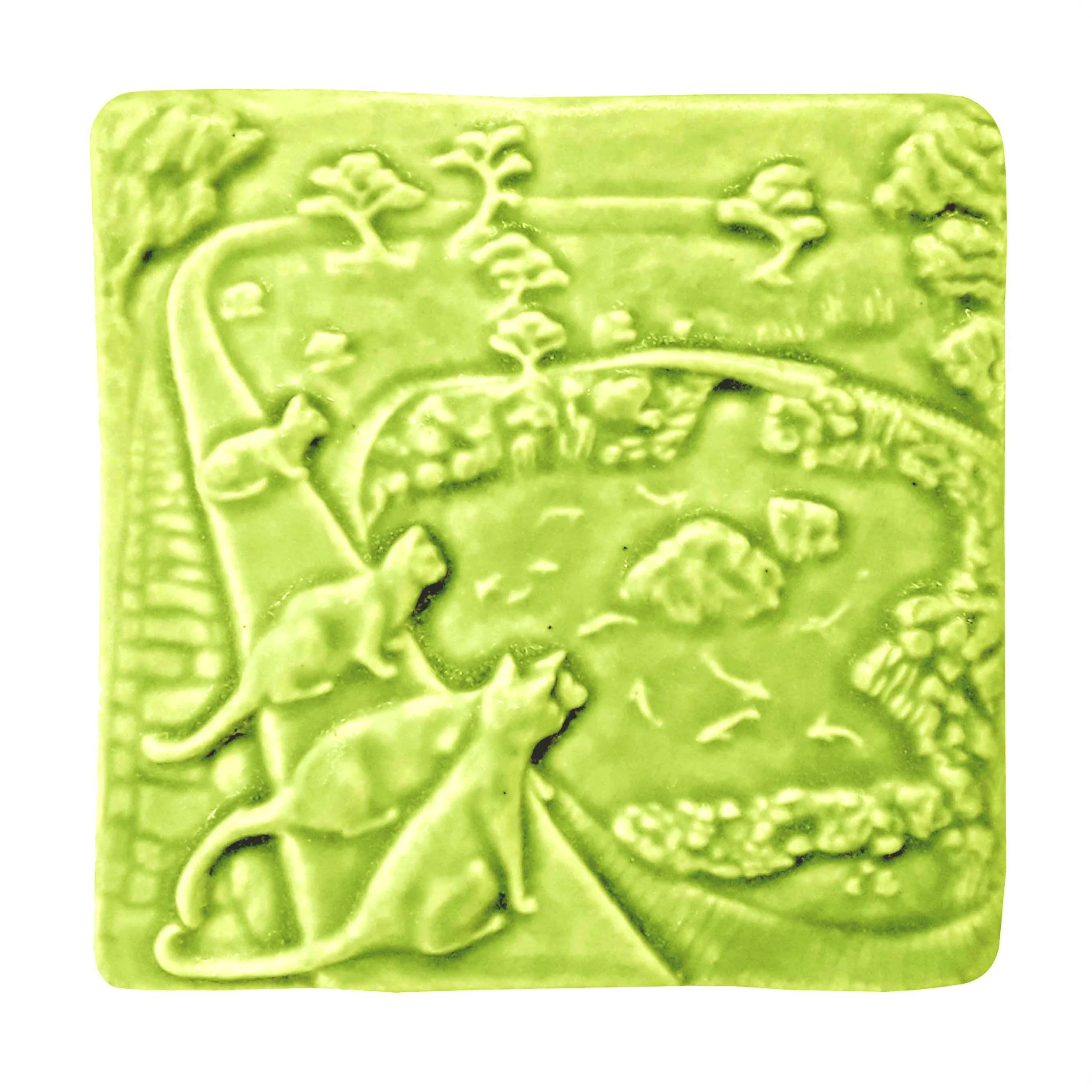 Cats and Koi Tile Chartreuse Glaze.jpg