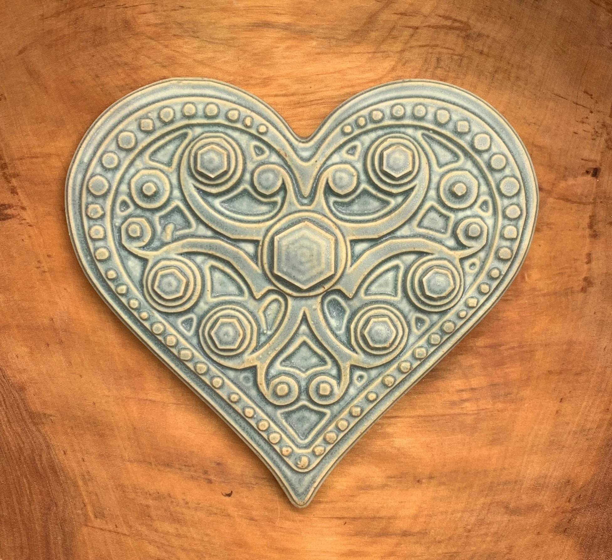 Urban Heart Tile handmade Glaze Steampunk heart Valentines day gift Made in Michigan Ceramic Heart Michigan gift