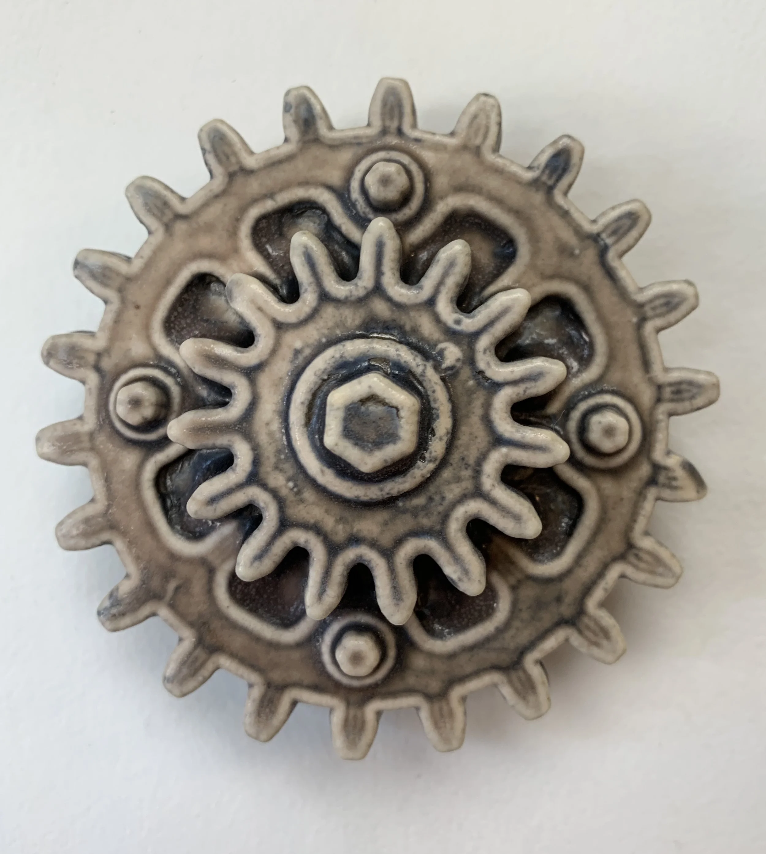 Swirl Gear Art Tile Ready to hang porcelain gear, wall accent, guy gift, perfect dads day gift, motor city art