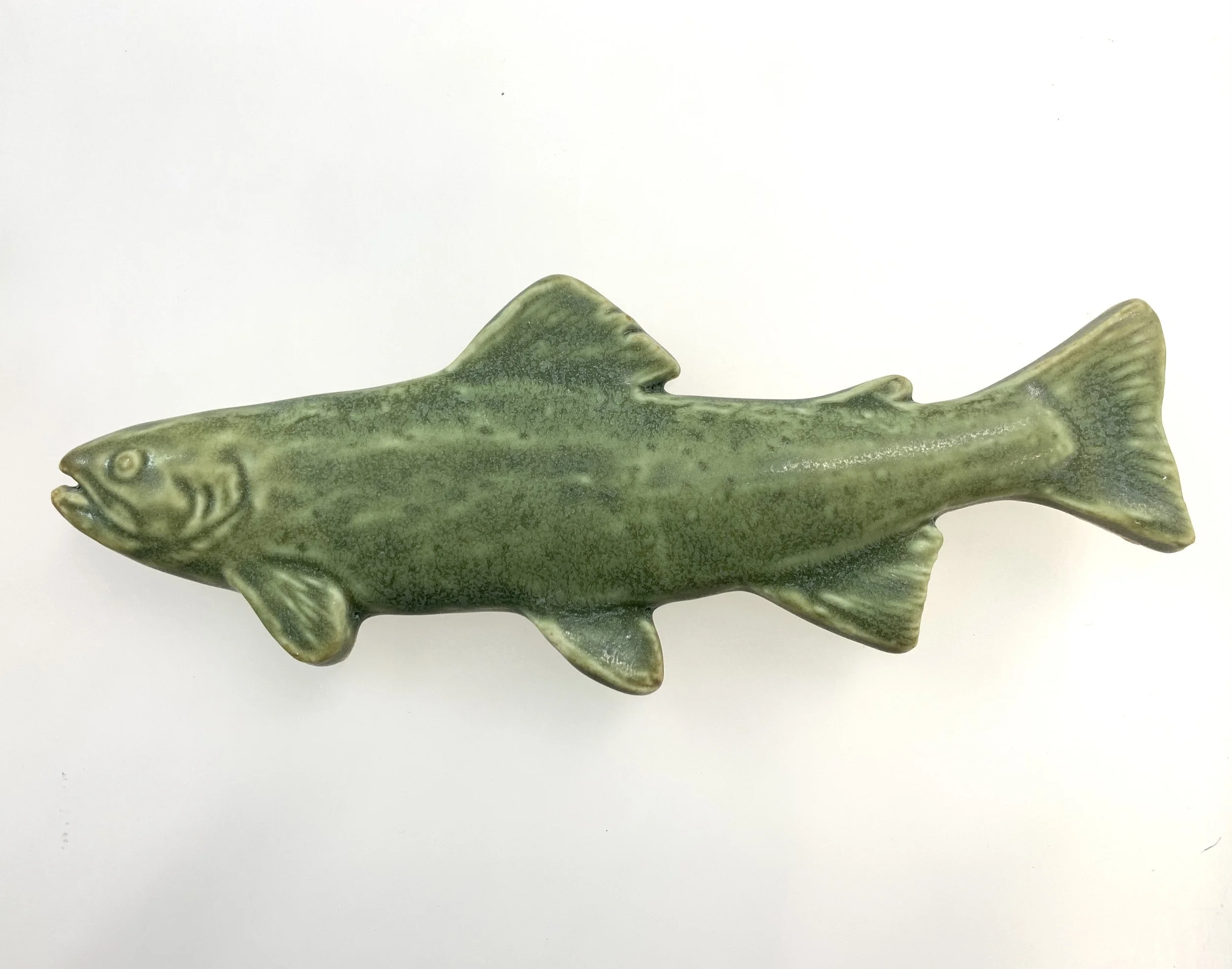 Brook Trout Ceramic. Art Tile in oak hill glaze. Hand made in Michigan. Fly fisherman gift. Fly fisherwoman gift