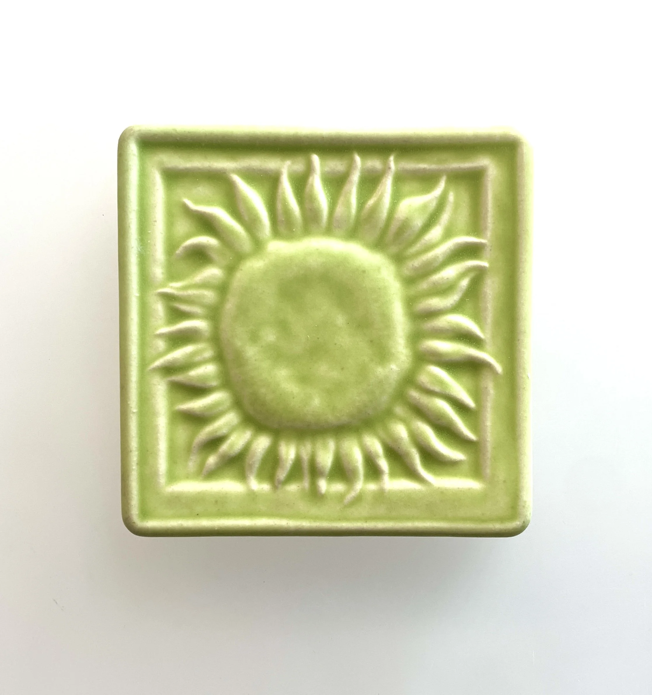 Chartreuse tile, field tile, floor tile, handmade tile, Best Northern Michigan Tile