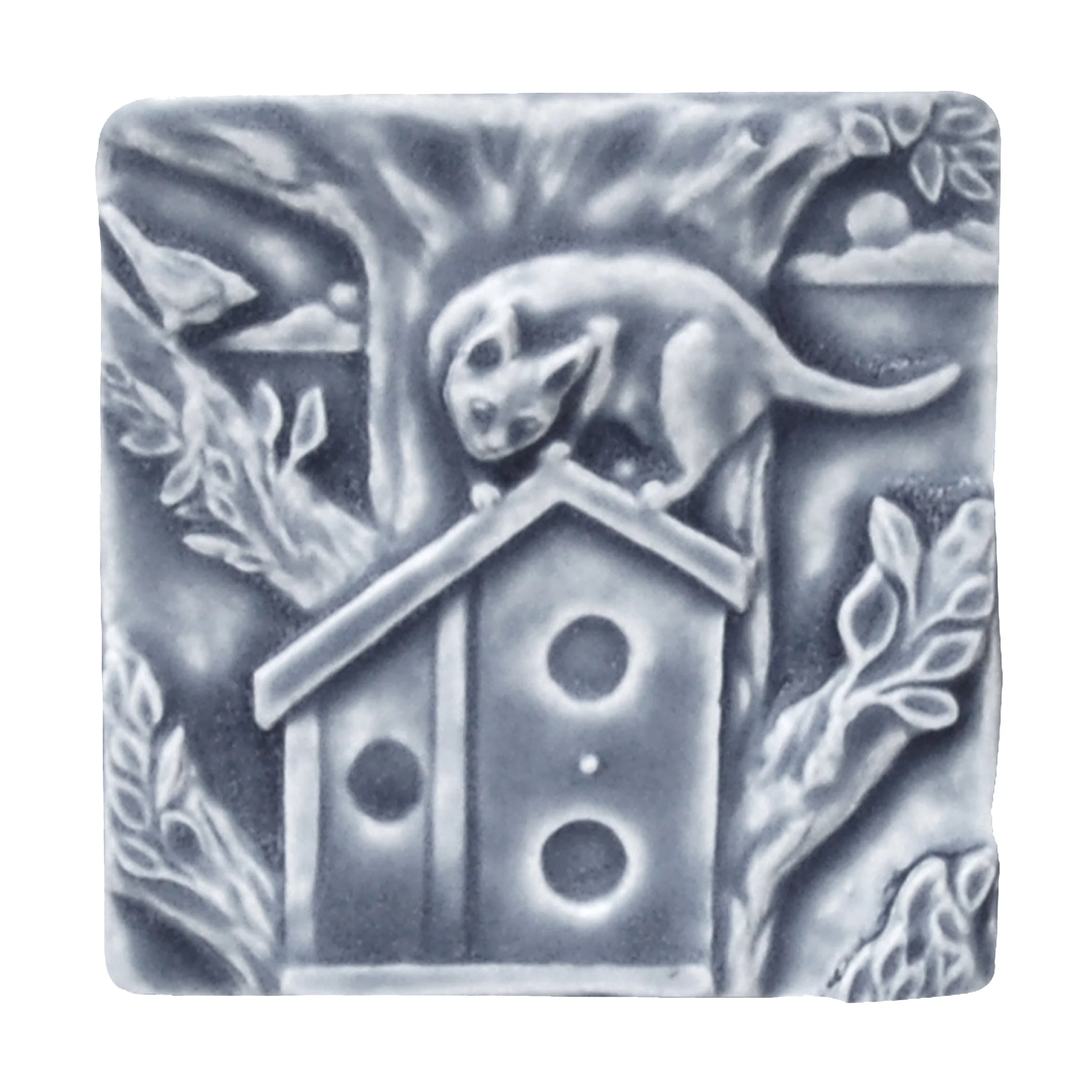 Cat on Birdhouse Tile Smoky blue.jpg