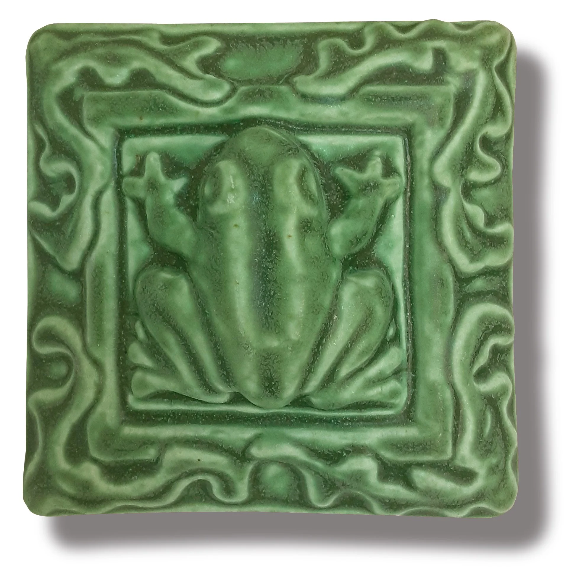 Frog Floral 4x4 Art Tile Leaf Green Glaze copy.jpg