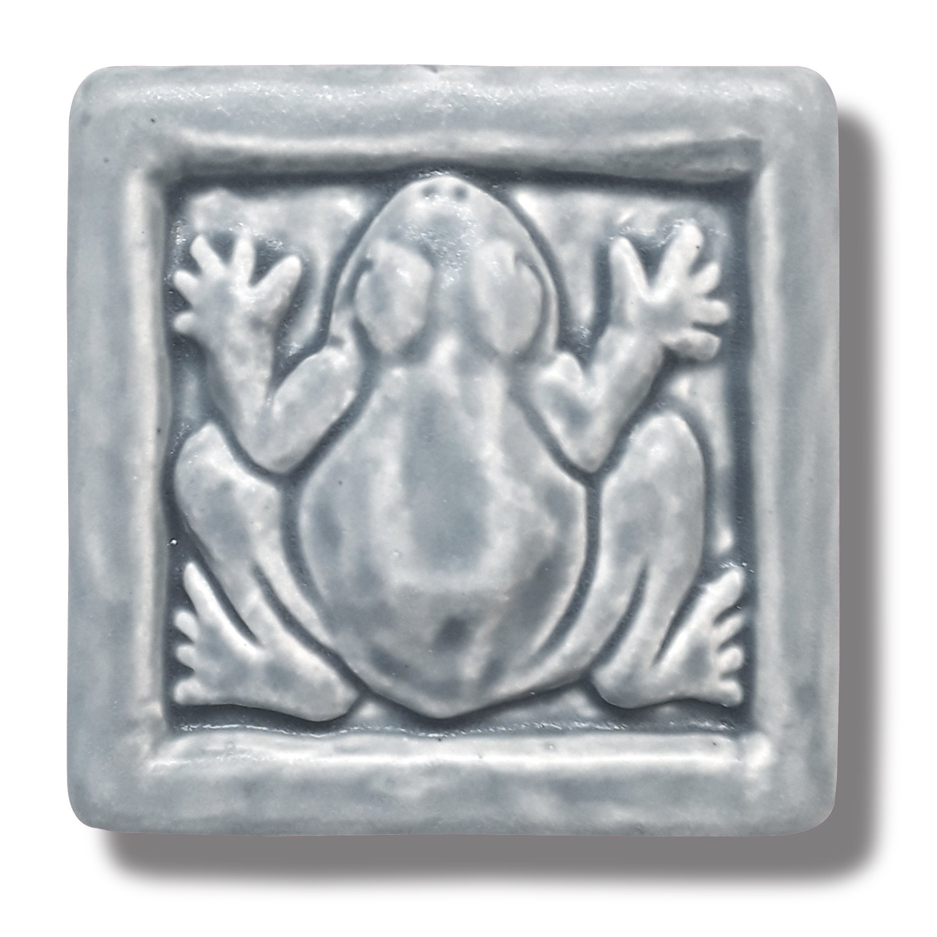 Handmade 4x4 porcelain Frog Art Tile, ceramic pond accent for bathroom backsplash, waterproof amphibian tile, unique critter decor.