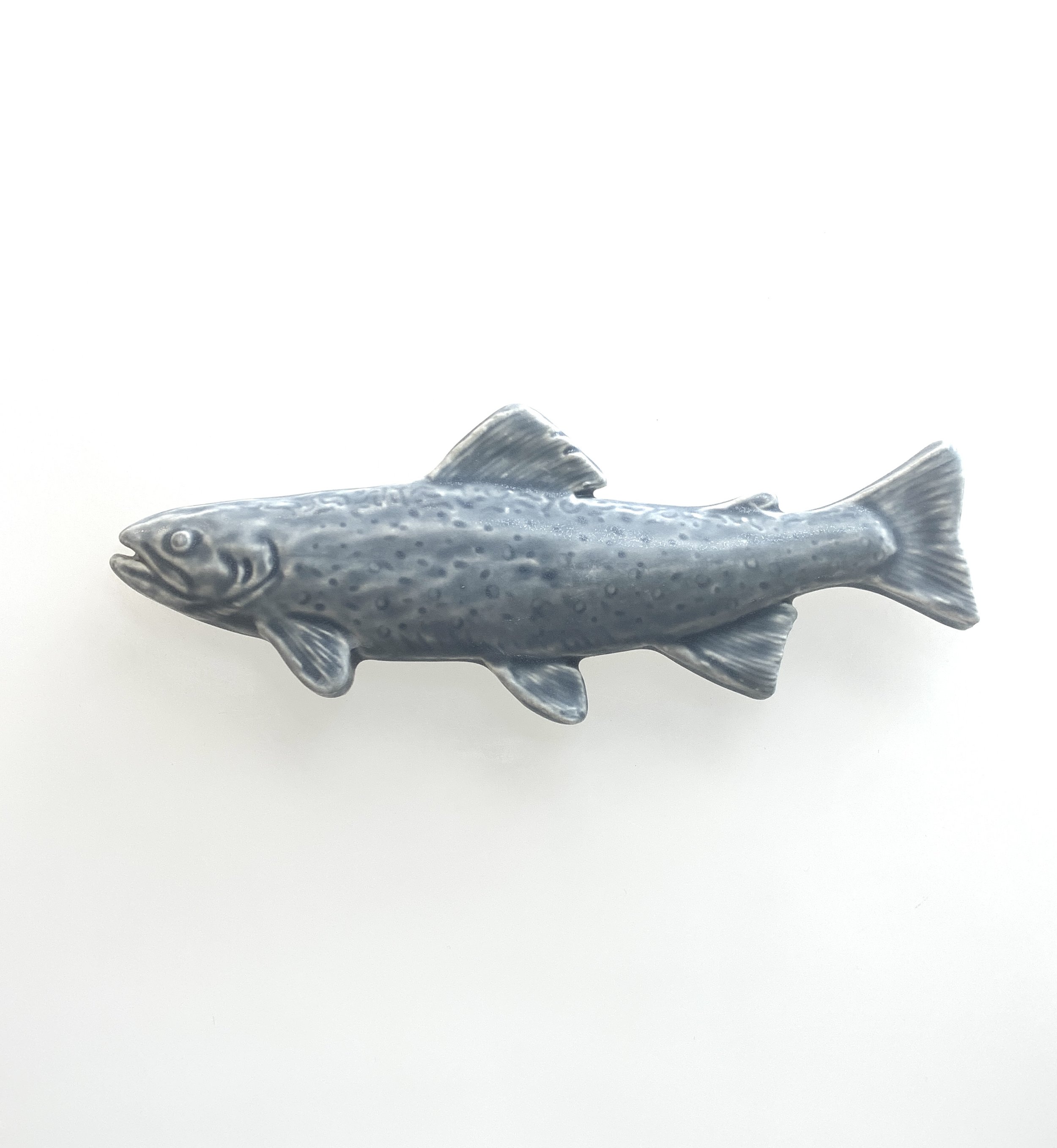 Michigan-made ceramic art tile depicting a vibrant brook trout, perfect for a backsplash or wall hanging.