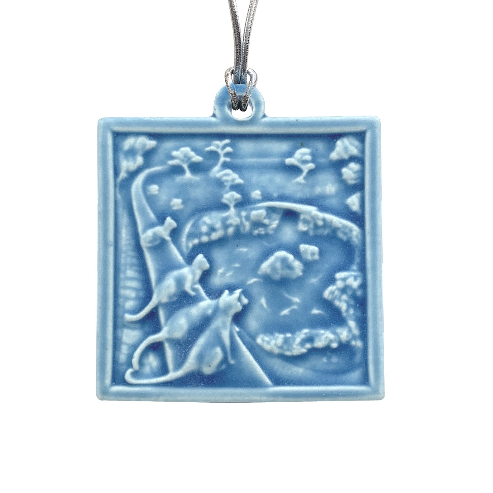 Cats at Koi Pond Ornamnet fw blue.jpg