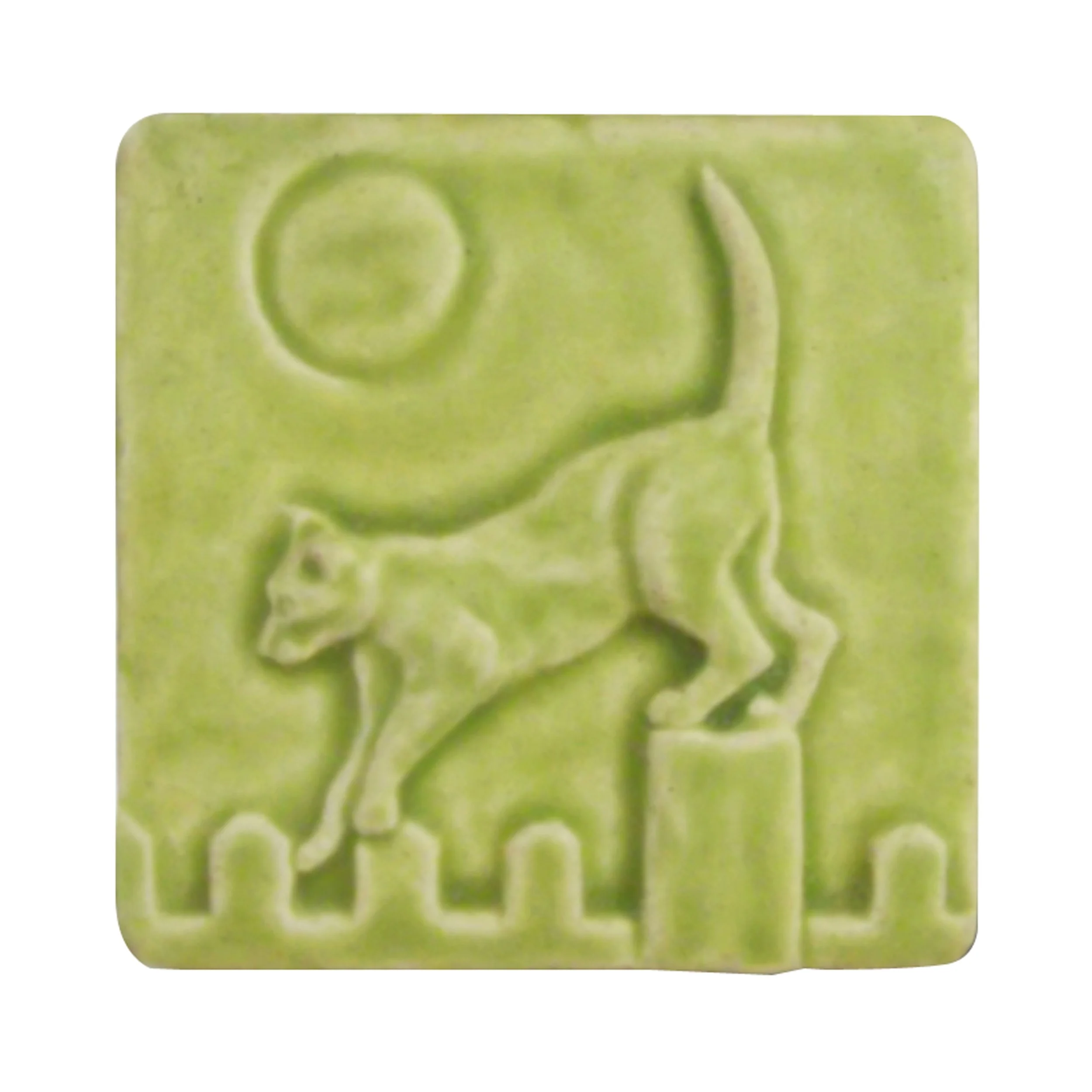Cat Fence Moon  Art Tile hand made in US.jpg