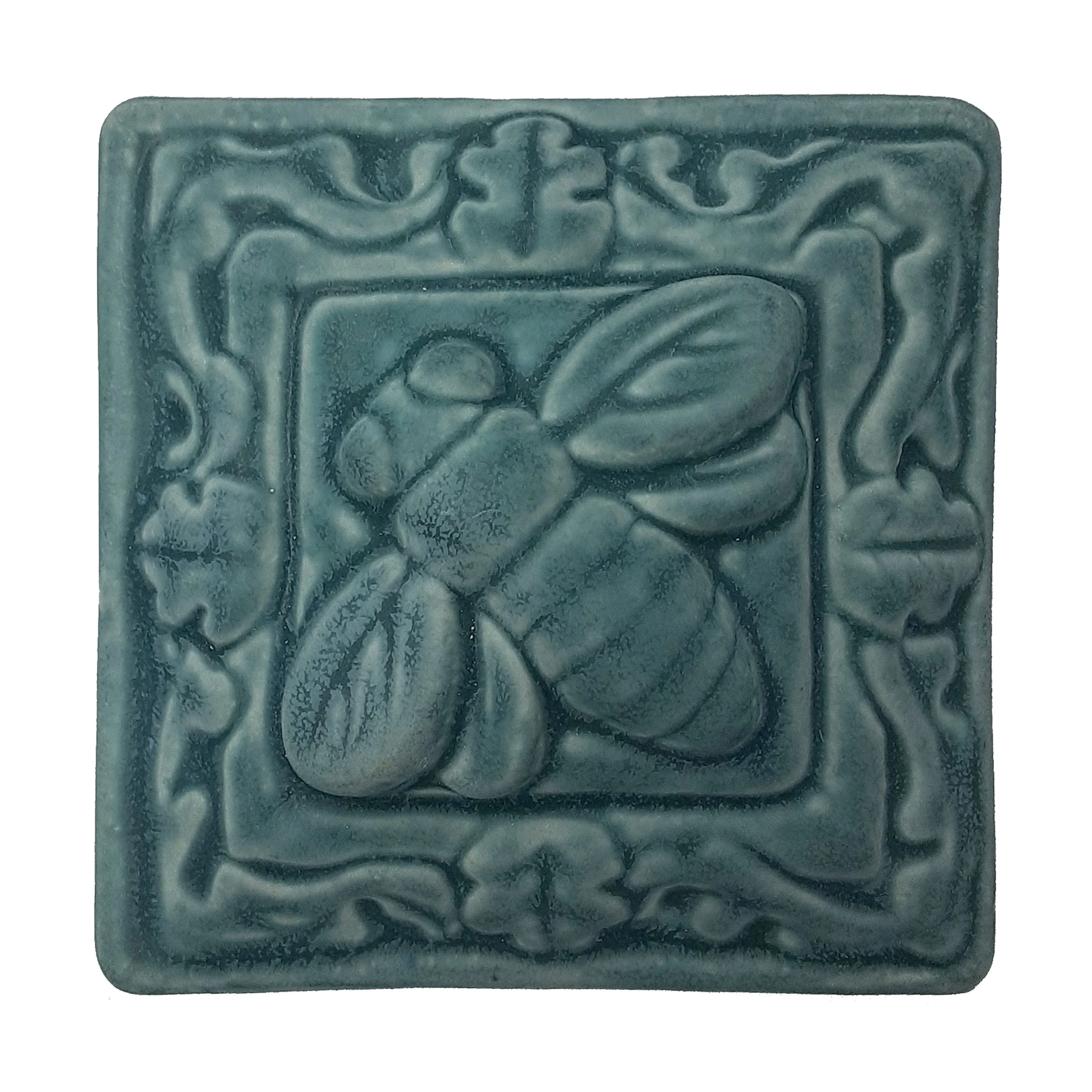 Bee Floral Tile Seaside Blue Glaze.jpg