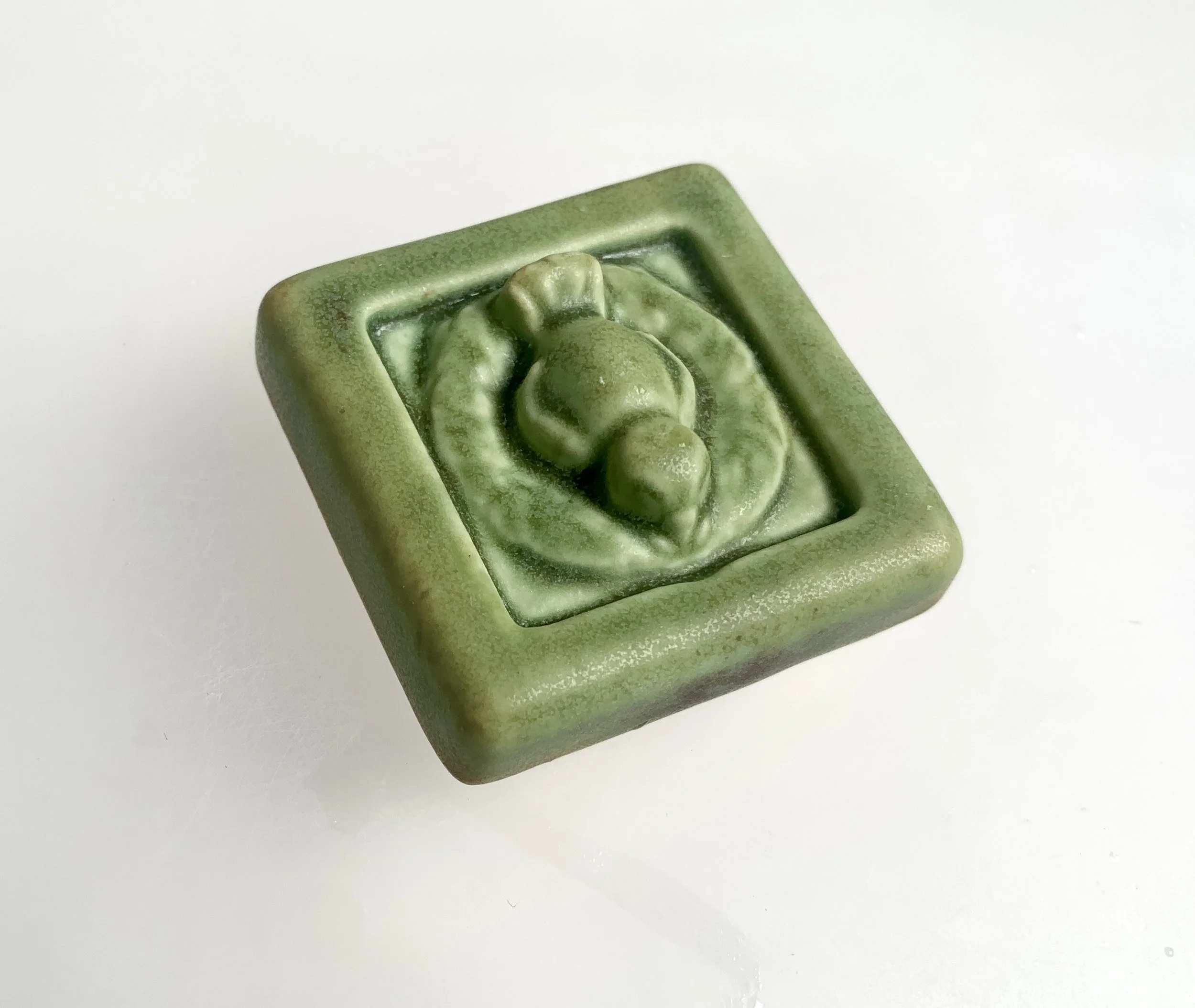 Handmade 2x2 porcelain Bird in Nest Mini Art Tile, ceramic accent for nursery decor, waterproof tile for kitchen backsplash installation, unique new baby gift.