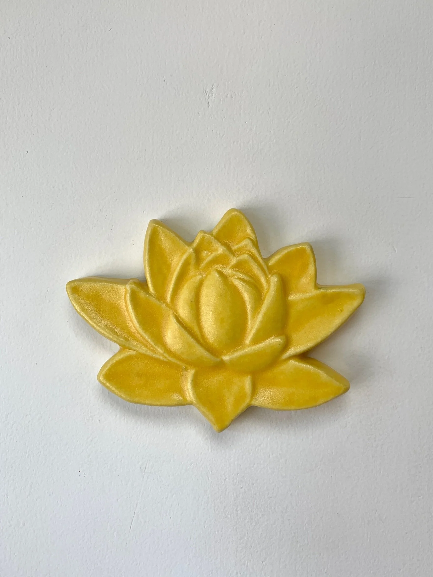 Lotus Art Tile Mango glaze by Whistling Frog Tile