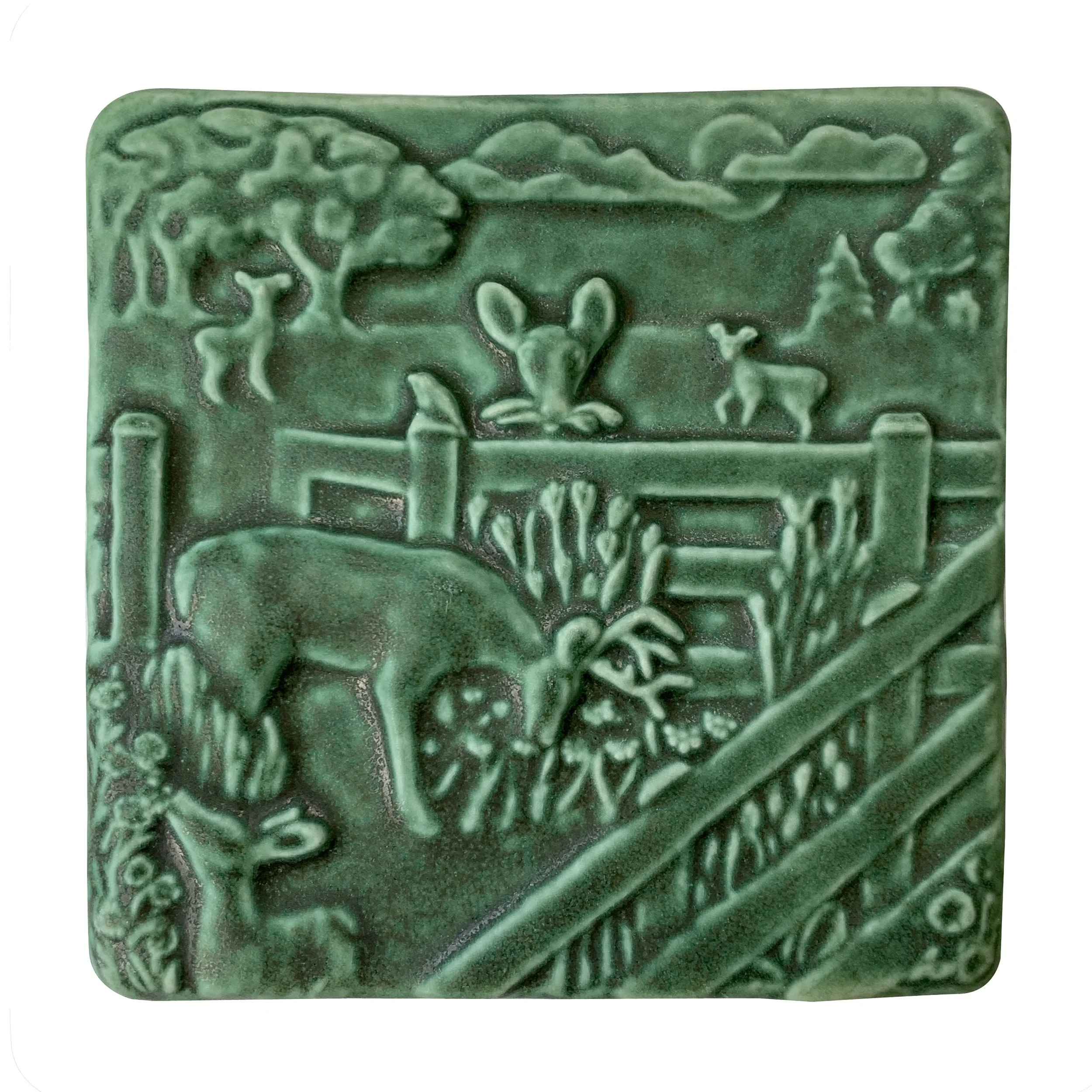 Deer InGardenTIleLeafGreenGlaze.JPG