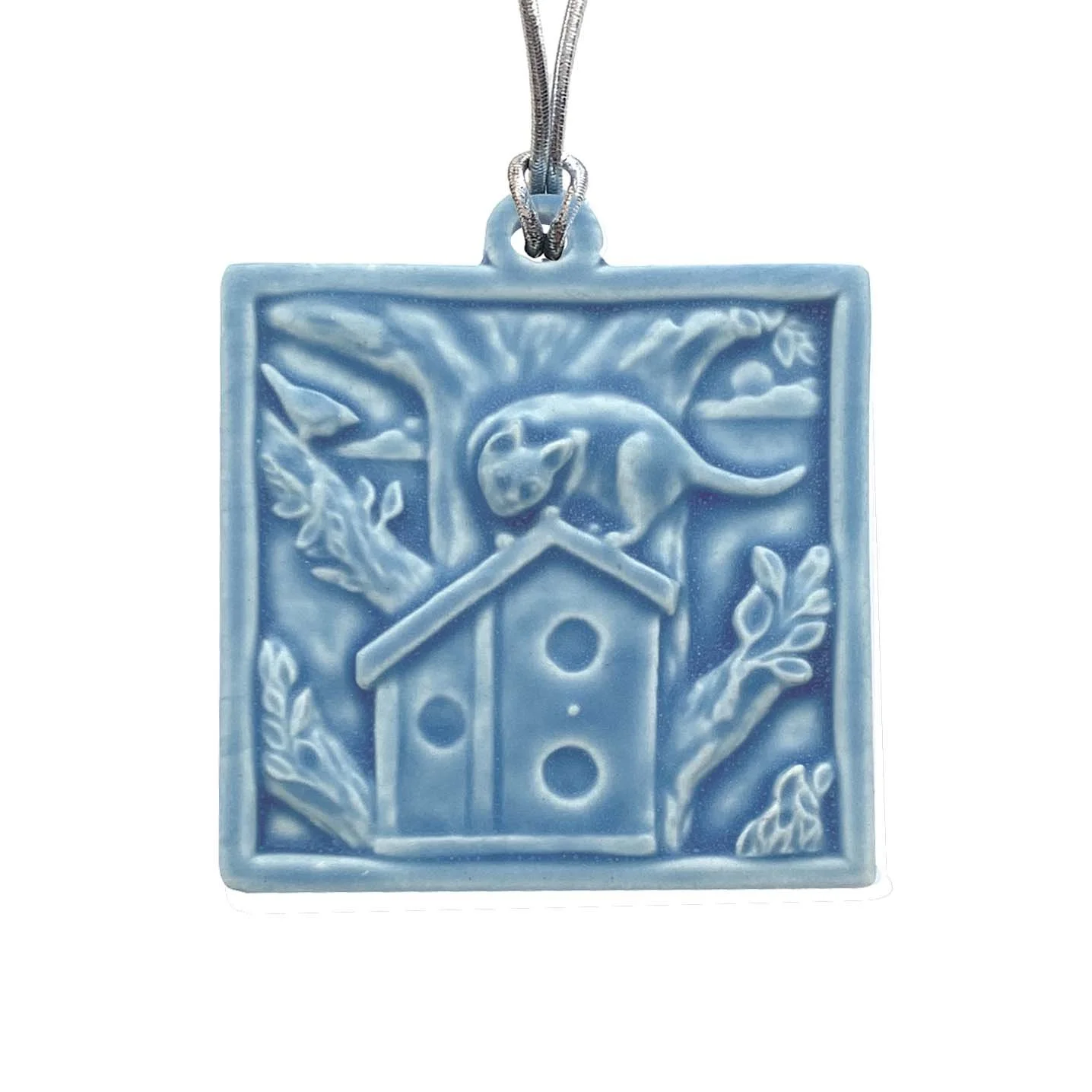 Cat on Birdhouse Ornament