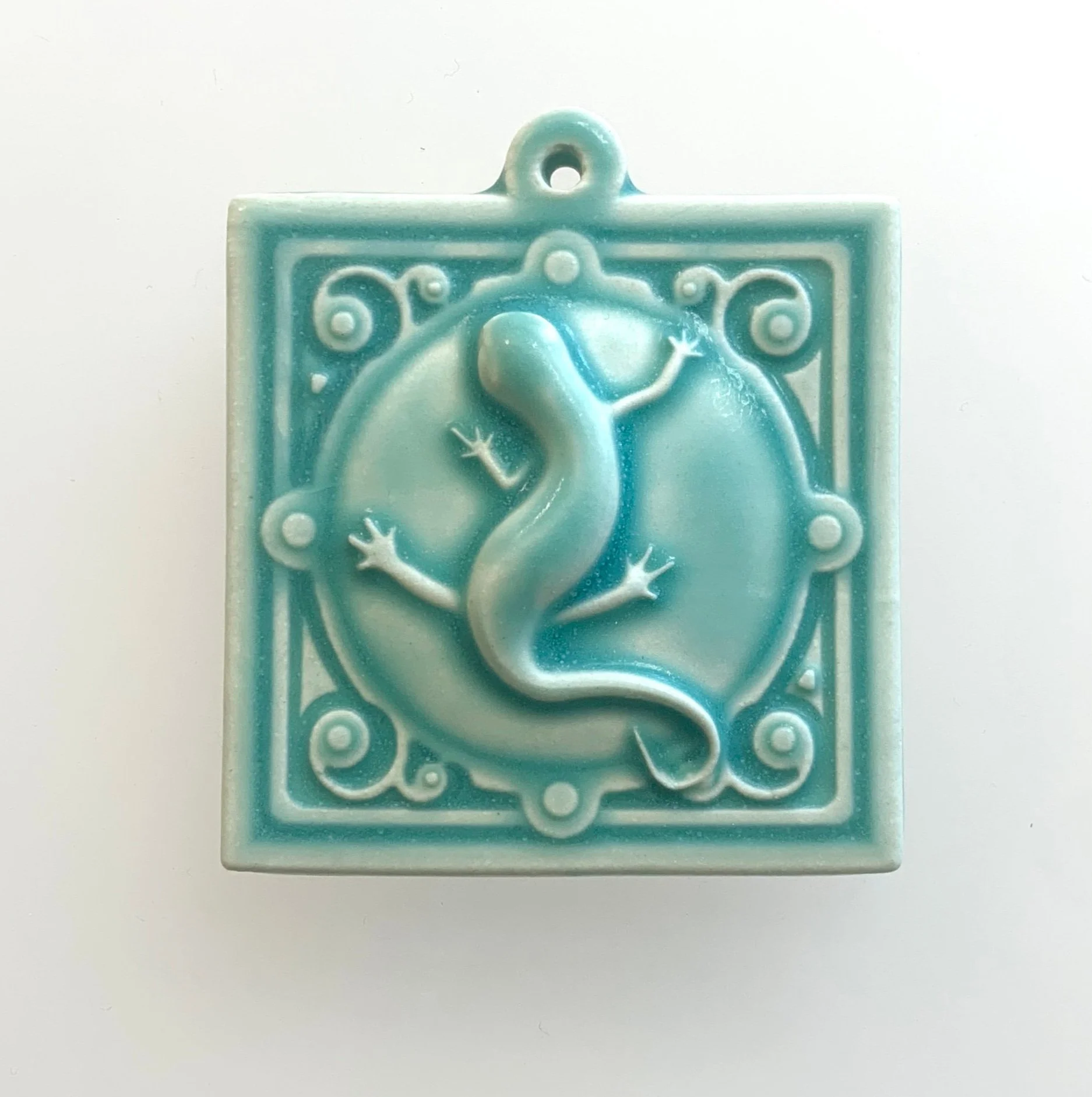 Newt ornament in Bermuda Aqua Glaze