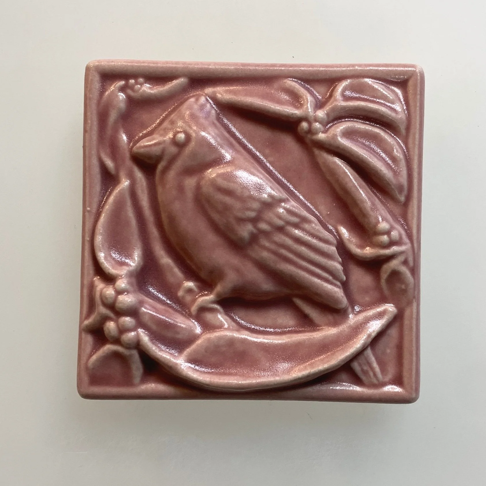 Cardinal Tile is a handmade ceramic Made in Michigan small maker tile for installation in backsplash and shower