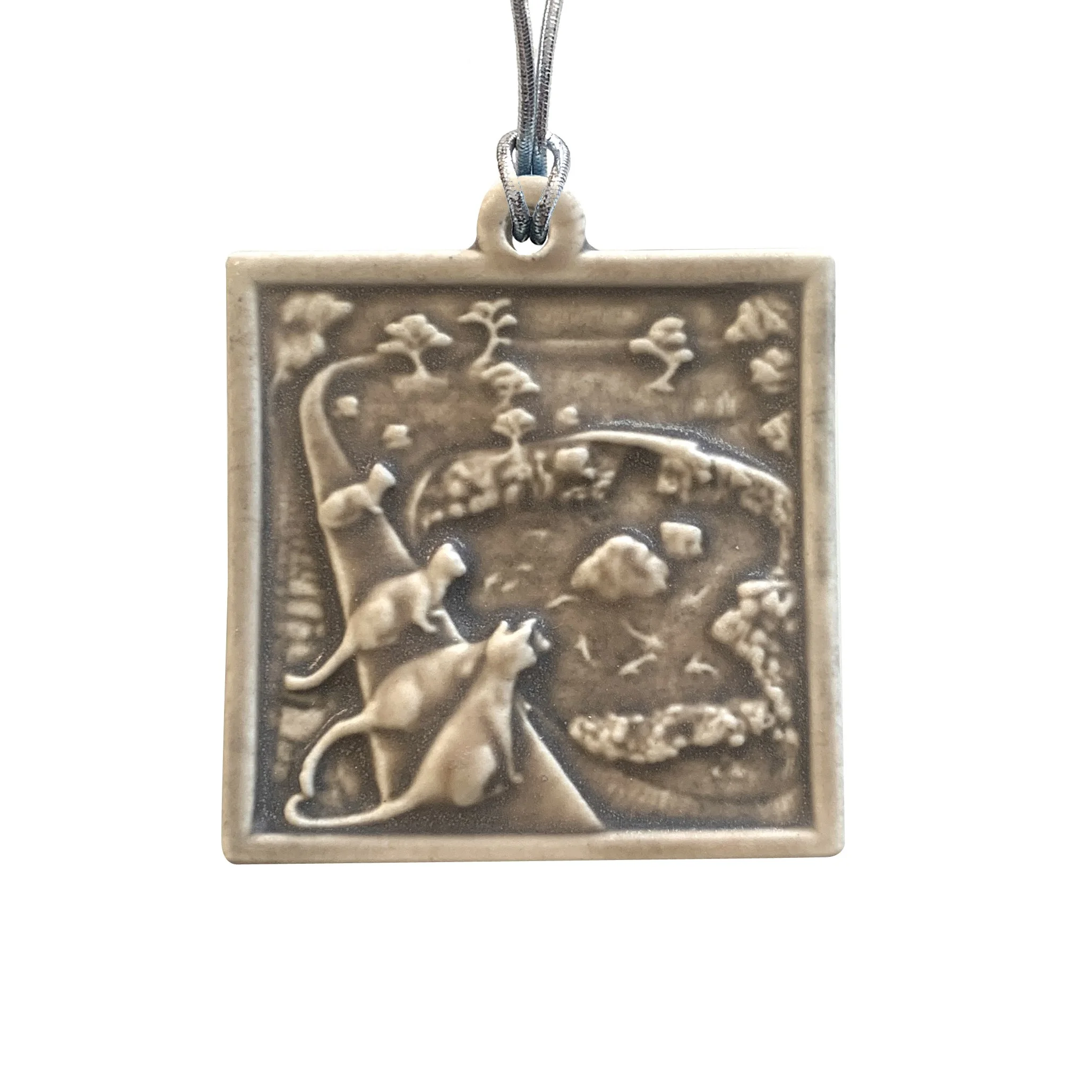 Cats and Koi pond ornament sepia .JPG