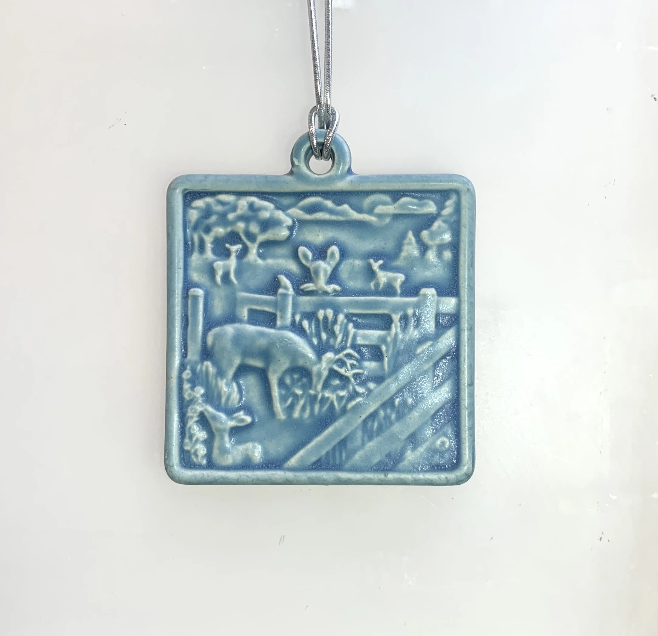 Deer in Garden Ornament Freshwater Blue Glaze