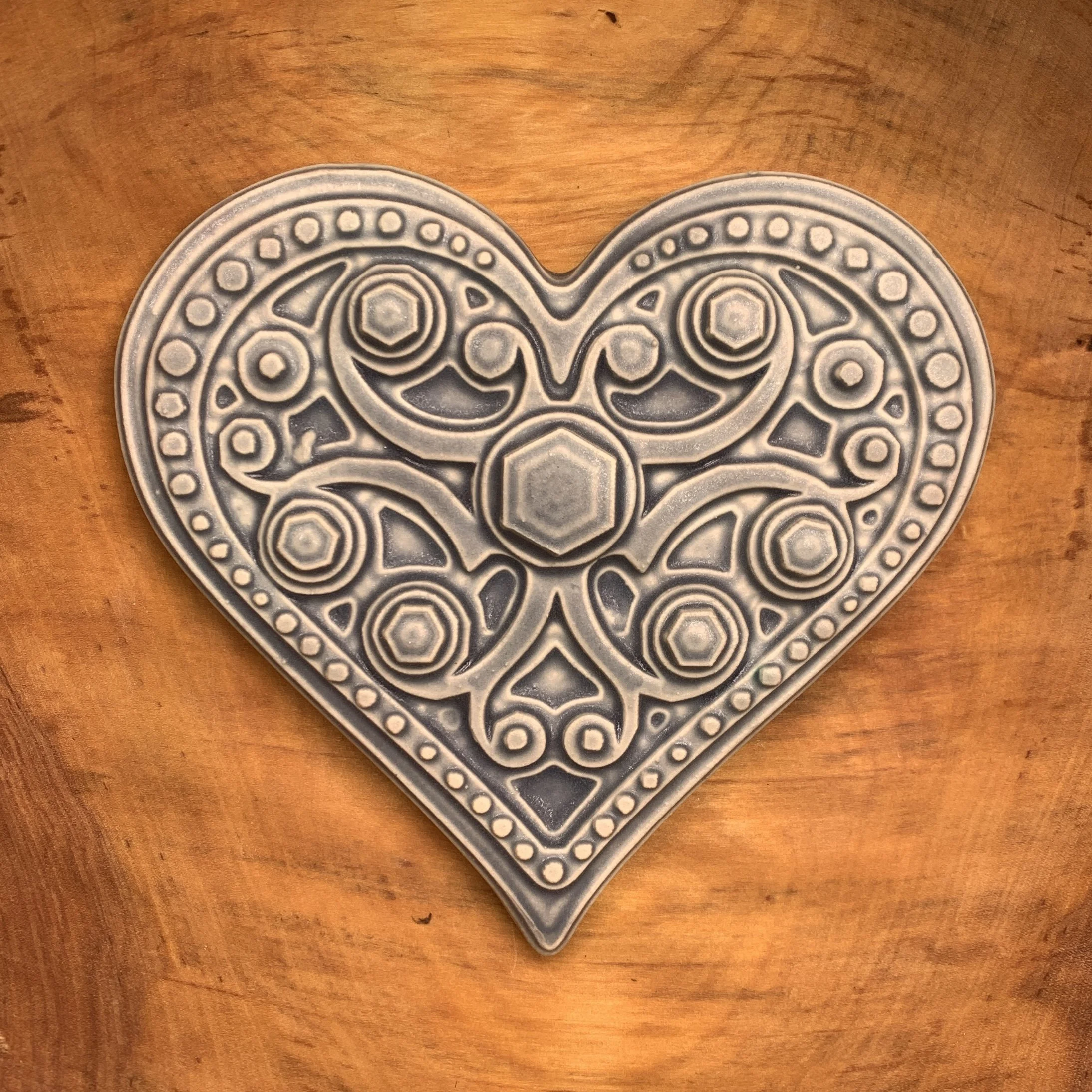 Urban Heart Tile handmade Glaze Steampunk heart Valentines day gift Made in Michigan Ceramic Heart Michigan gift