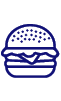The Dutch Ale House food menu icon - a blue lineart burger illustration