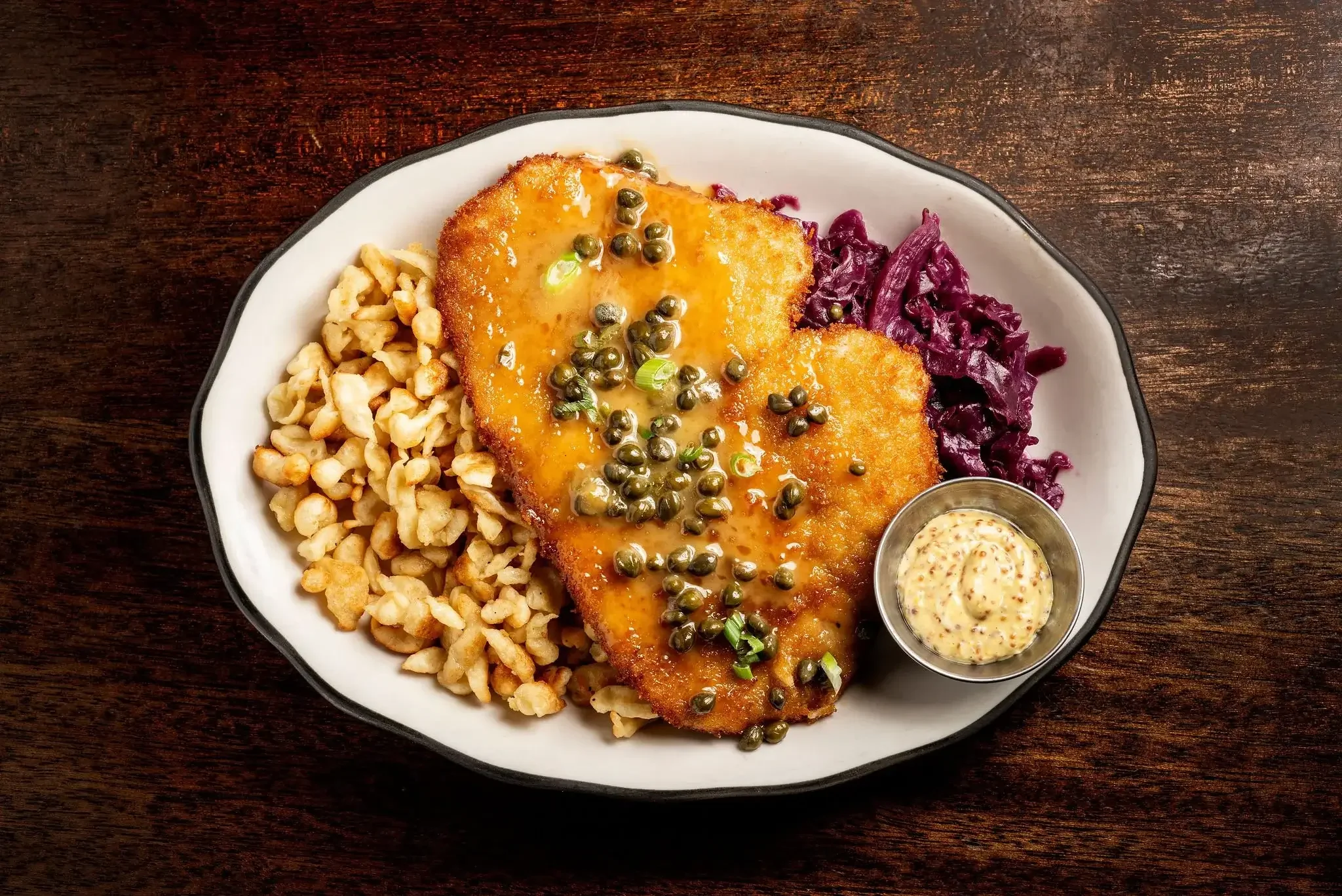  A top-down shot of chicken piccata at the Dutch Ale House in the Hudson Valley, NY. 