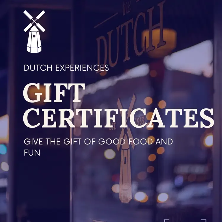Dutch Experiences: Gift Certificates. Give the gift of good food and fun.