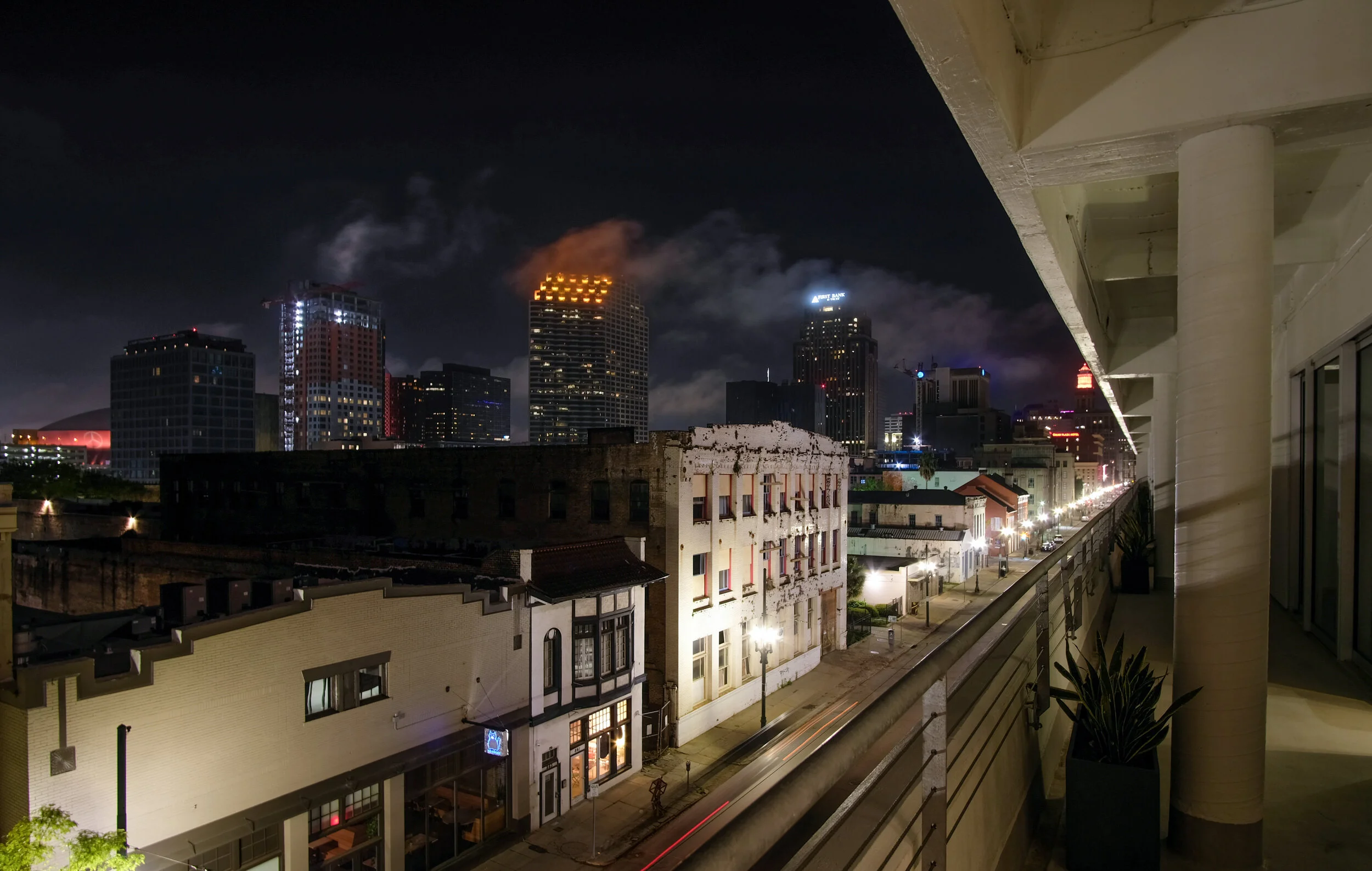  Balcony view from a unit of condo building The Garage in New Orleans, LA 
