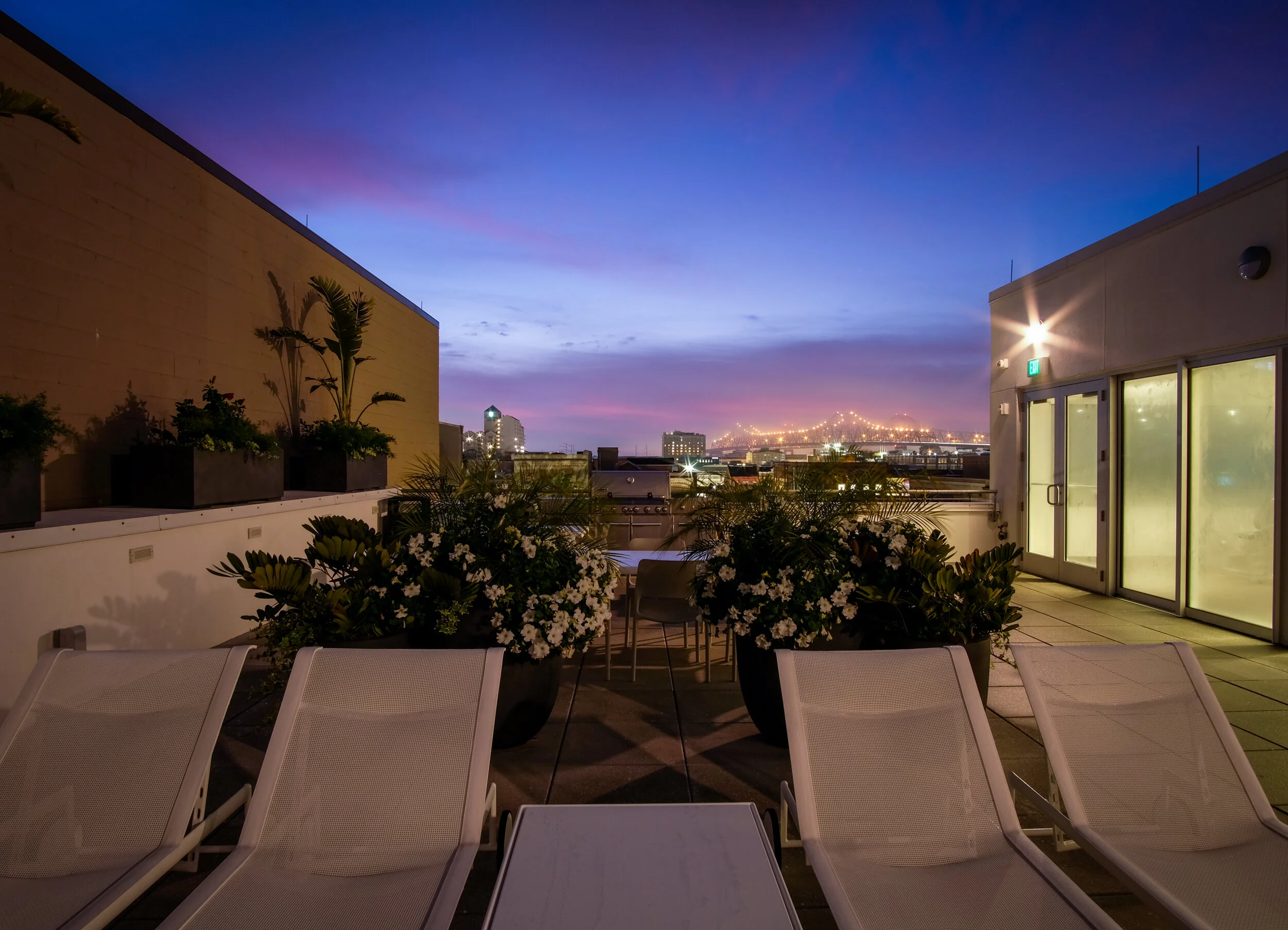  Rooftop lounge area of condo complex The Garage in New Orleans, LA 