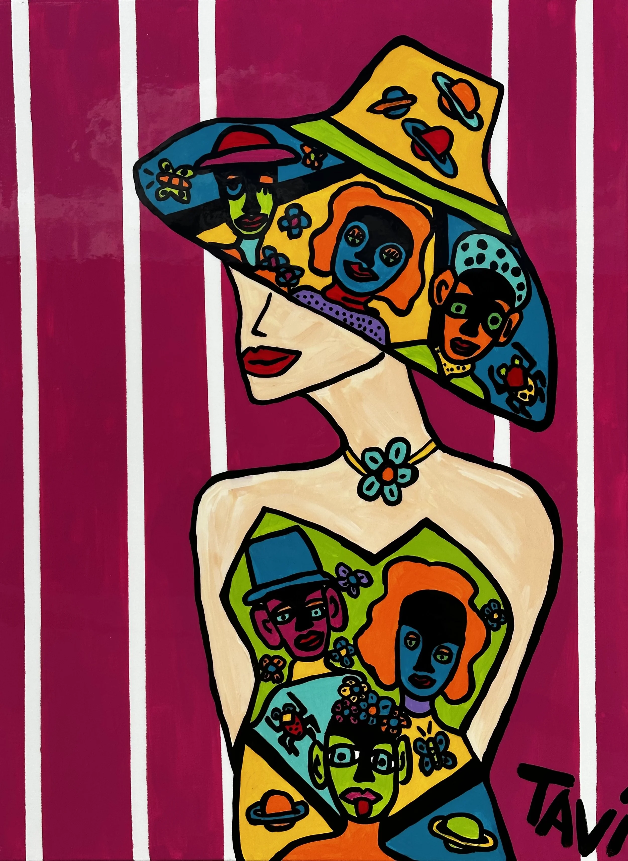 Chic Bridget  Acrylic paint with ultra high gloss epoxy finish  on canvas  sold