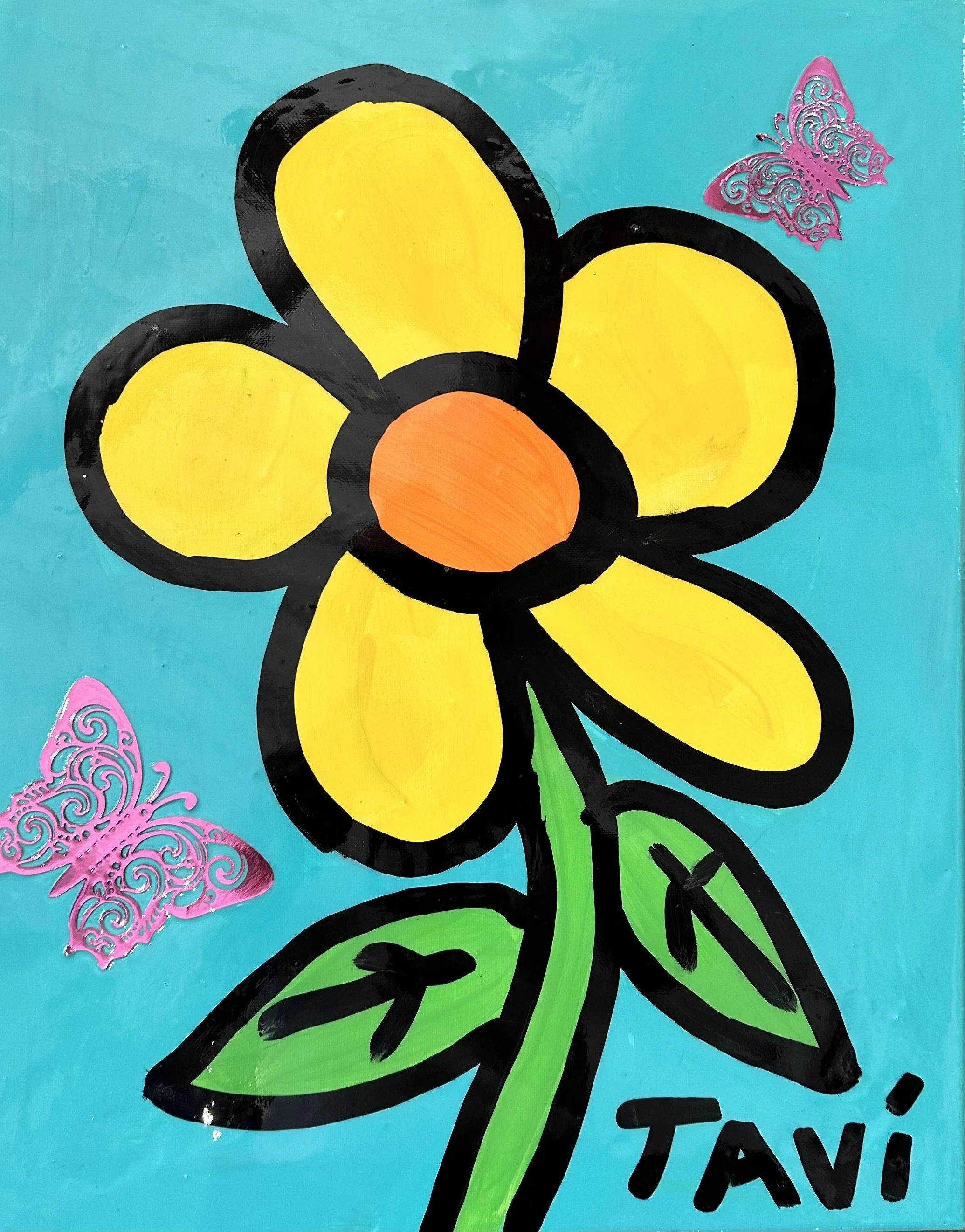 Yellow with Orange flower 