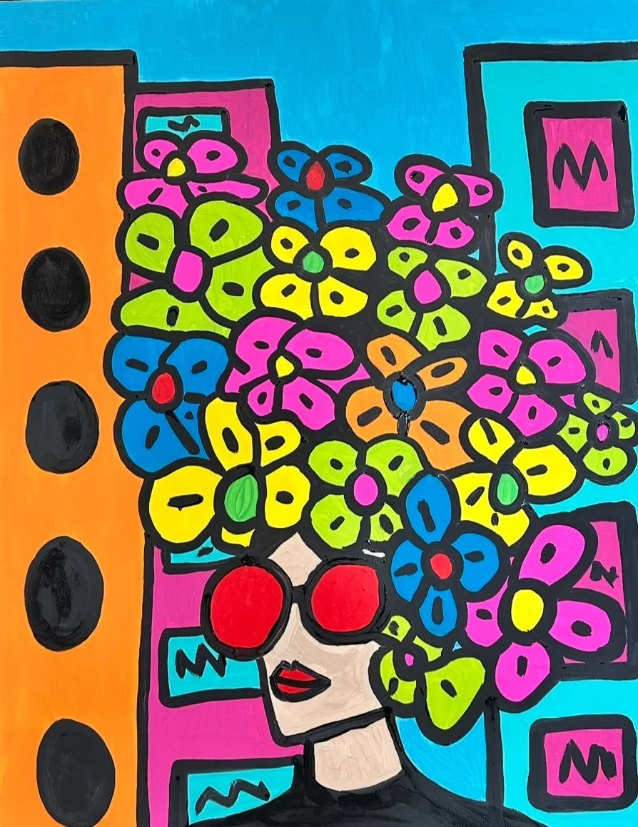 Women  in the city with flowers 