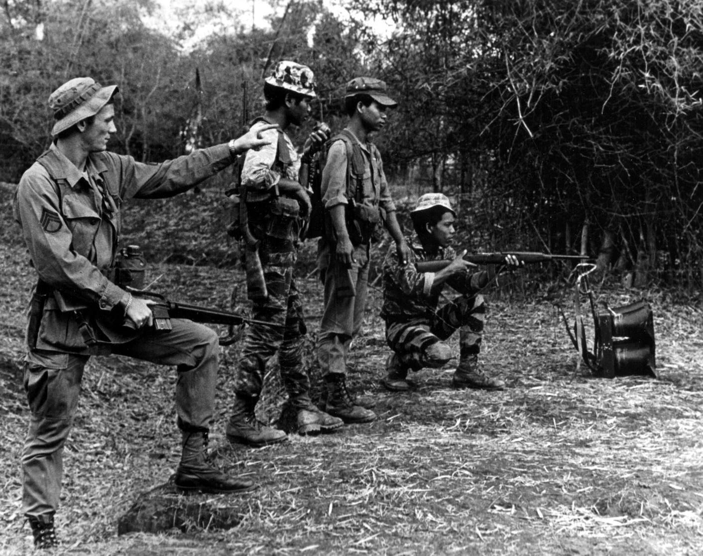 Degar soldiers training with US Army Rangers, 1966.