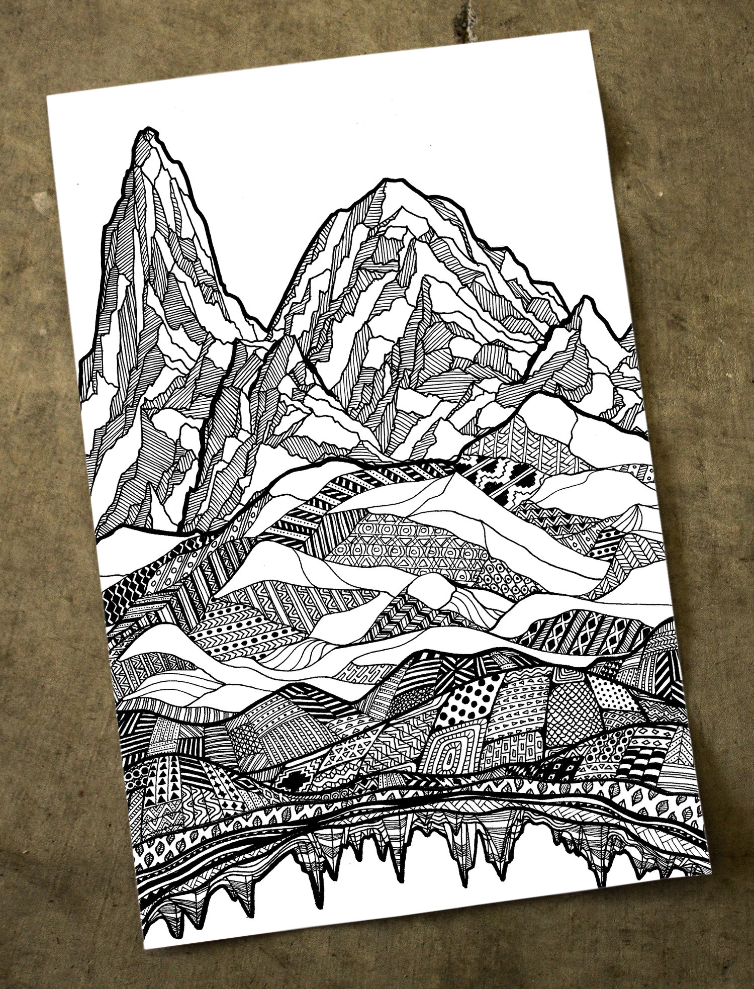 Zentangle Mountain Drawing / Please give me your valuable feedback ...
