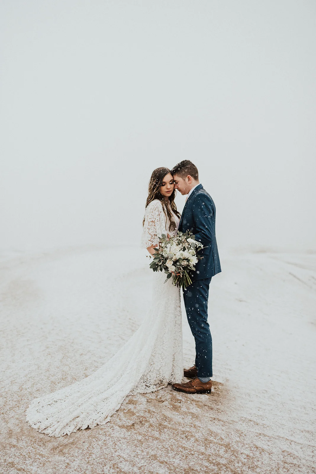 Snowy Utah Sand Dune Bridals
