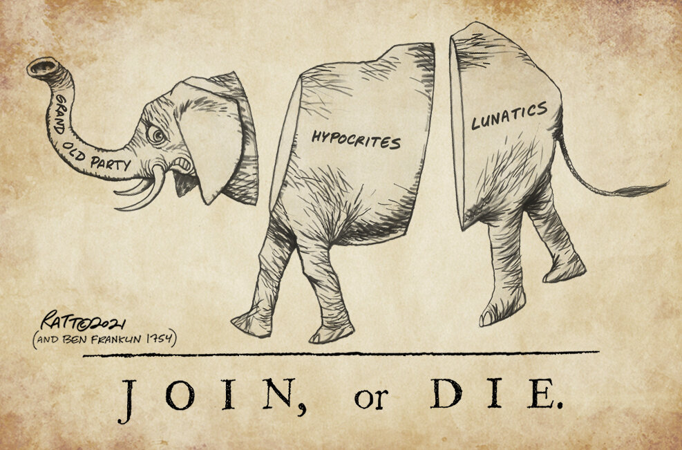 "Join, or Die" (with apologies to Benjamin Franklin).  (Crooks And Liars, March 20, 2021; republished in Politico, March 26, 2021.)