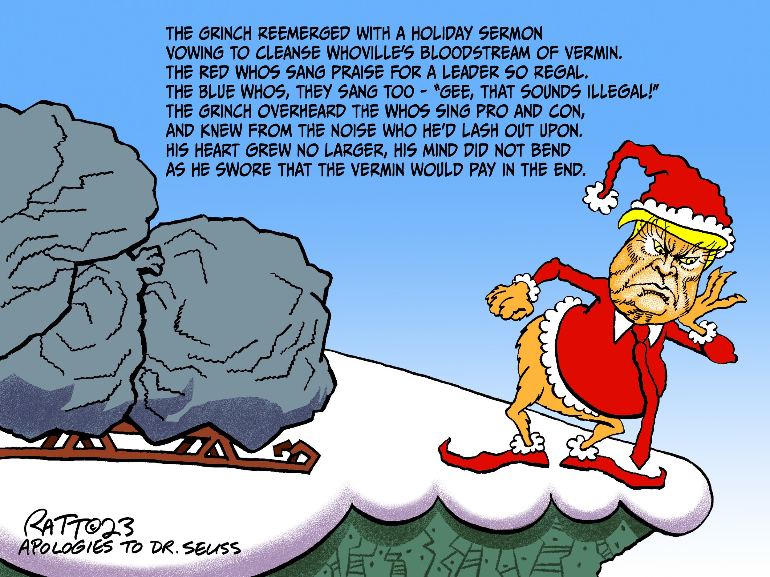 Merry Grinchmas (Crooks And Liars, Dec. 10, 2023).
