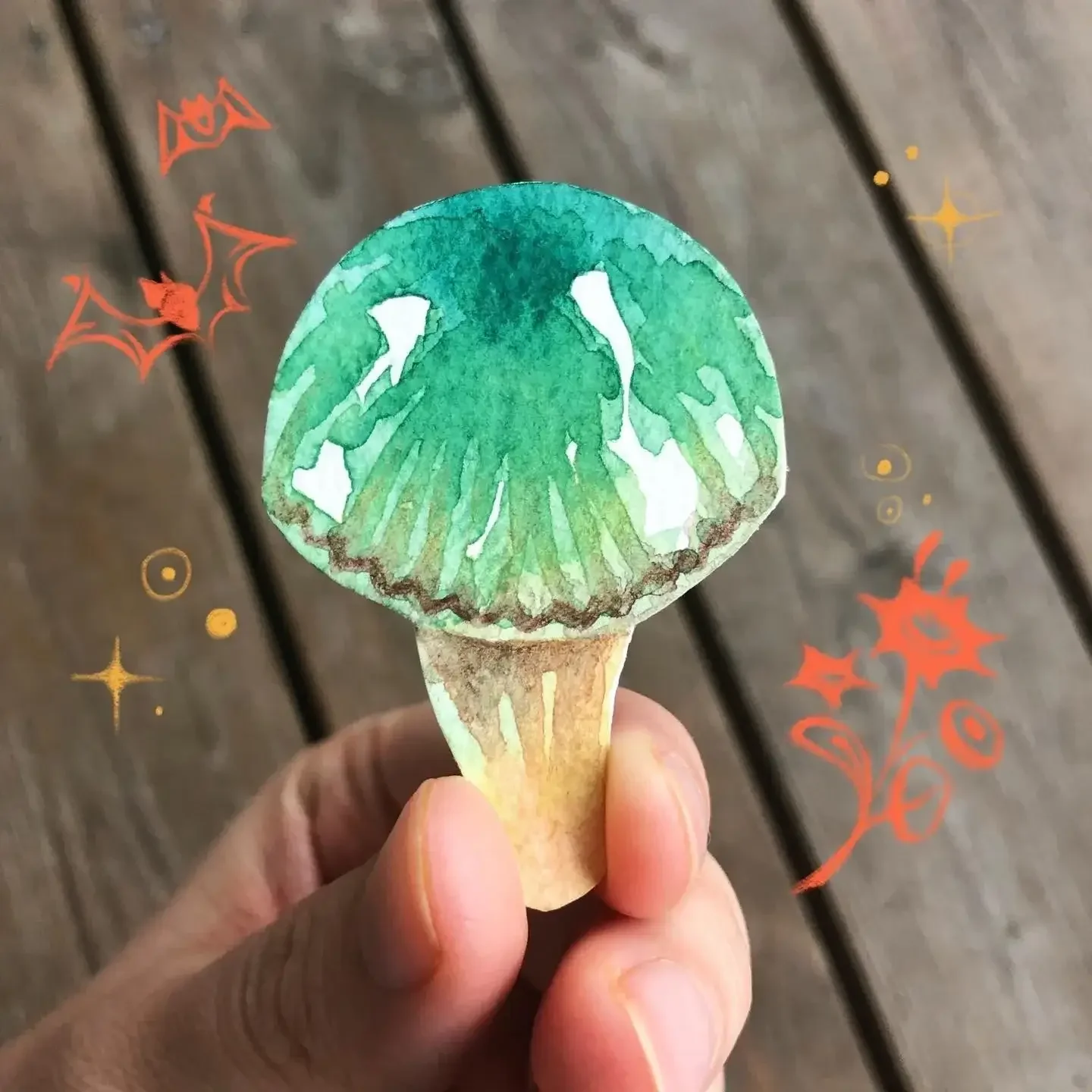 Green mushroom - watercolour study