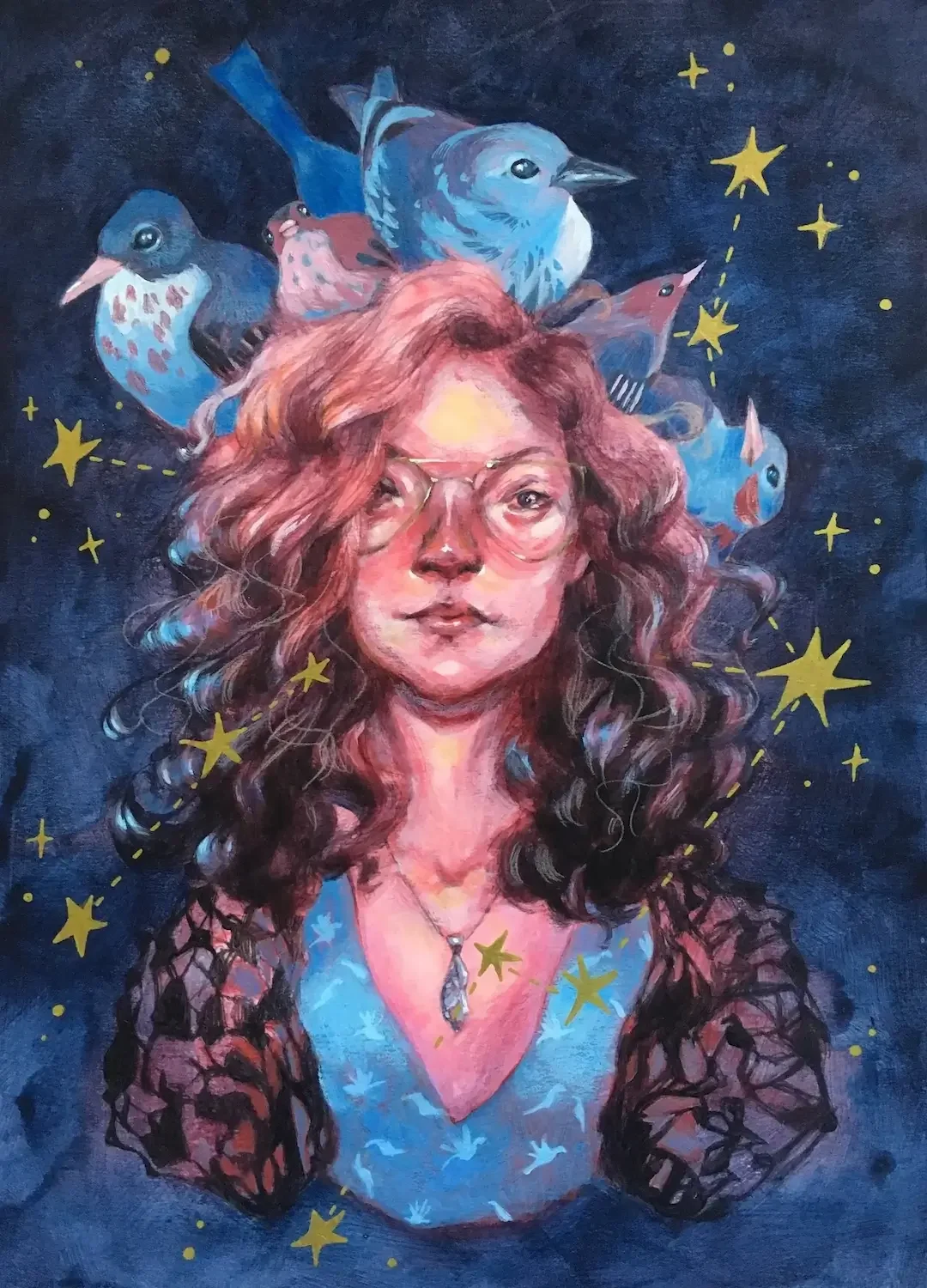 Bird brain - self portrait acrylic